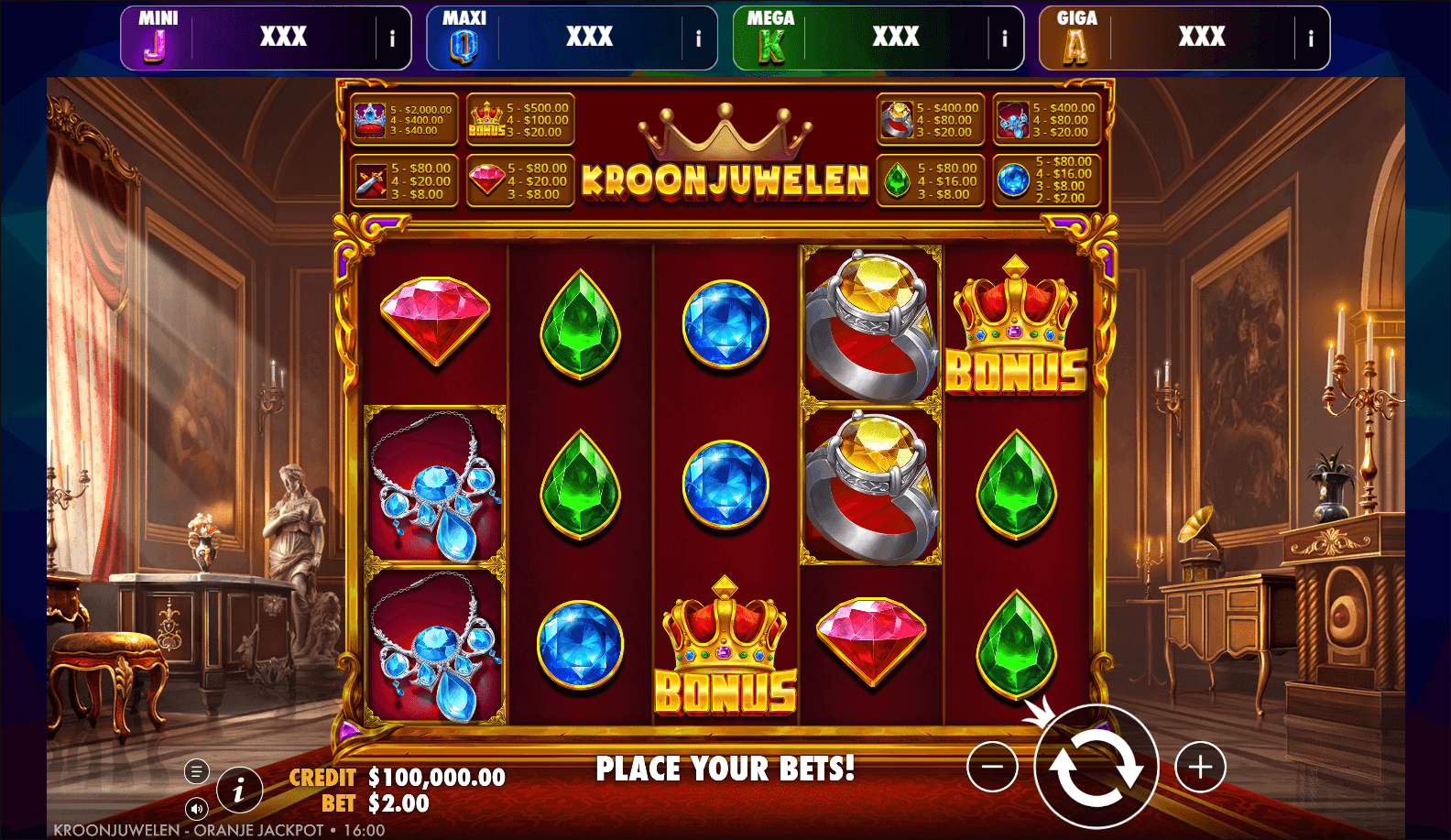 Kroonjuwelen slot gameplay screenshot