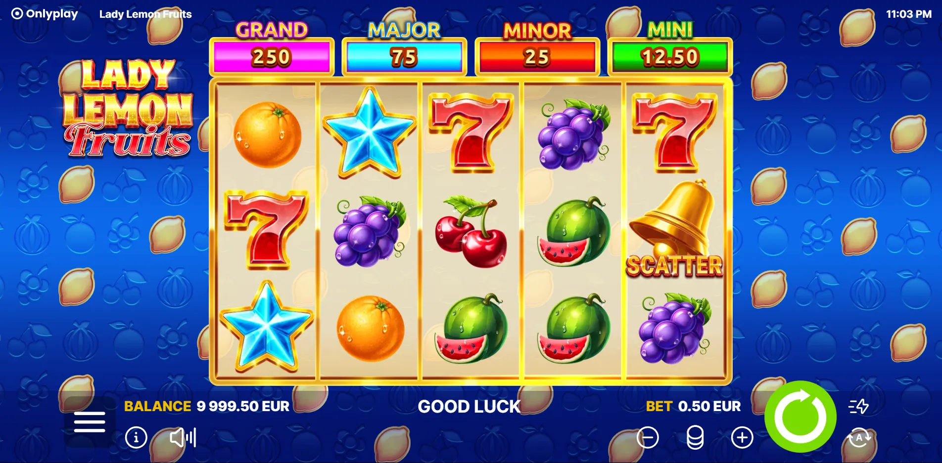 Lady Lemon Fruits slot gameplay screenshot
