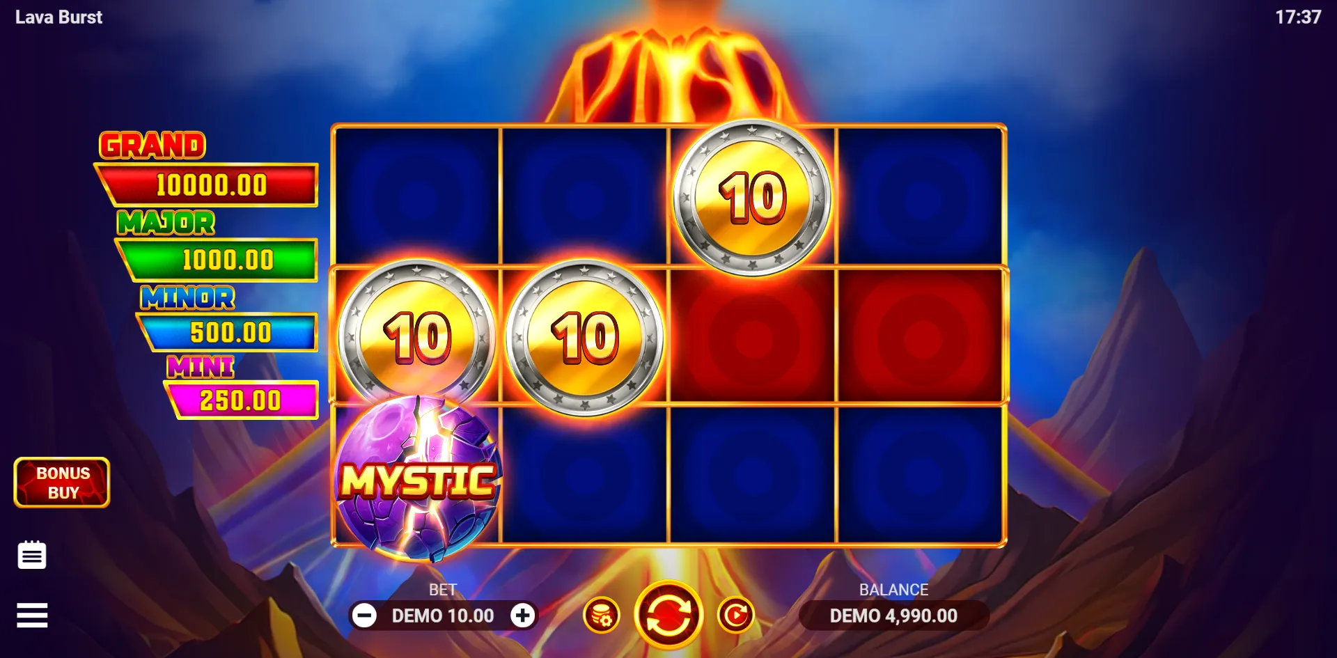 Lava Burst slot gameplay screenshot