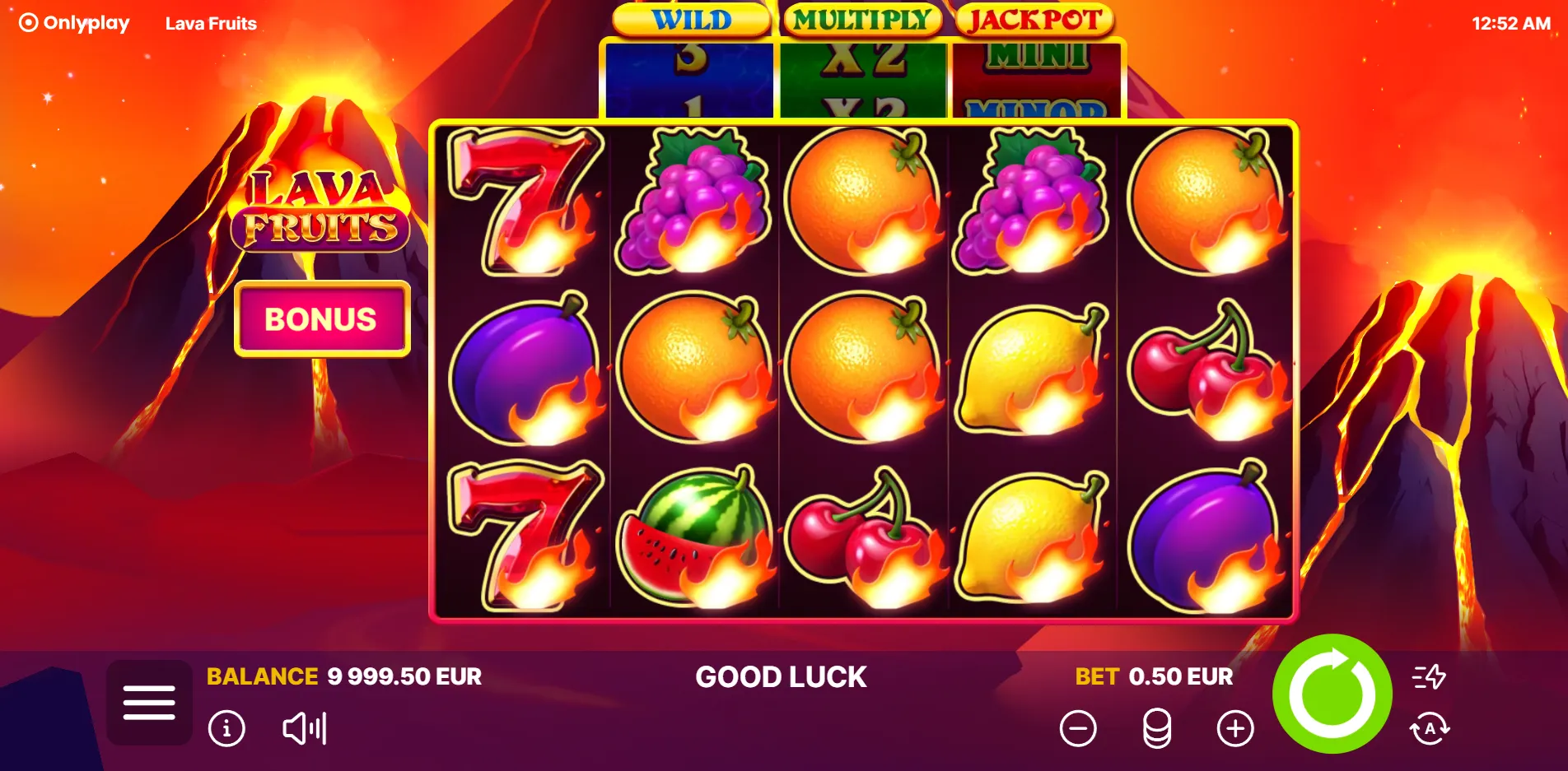 Lava Fruits slot gameplay screenshot