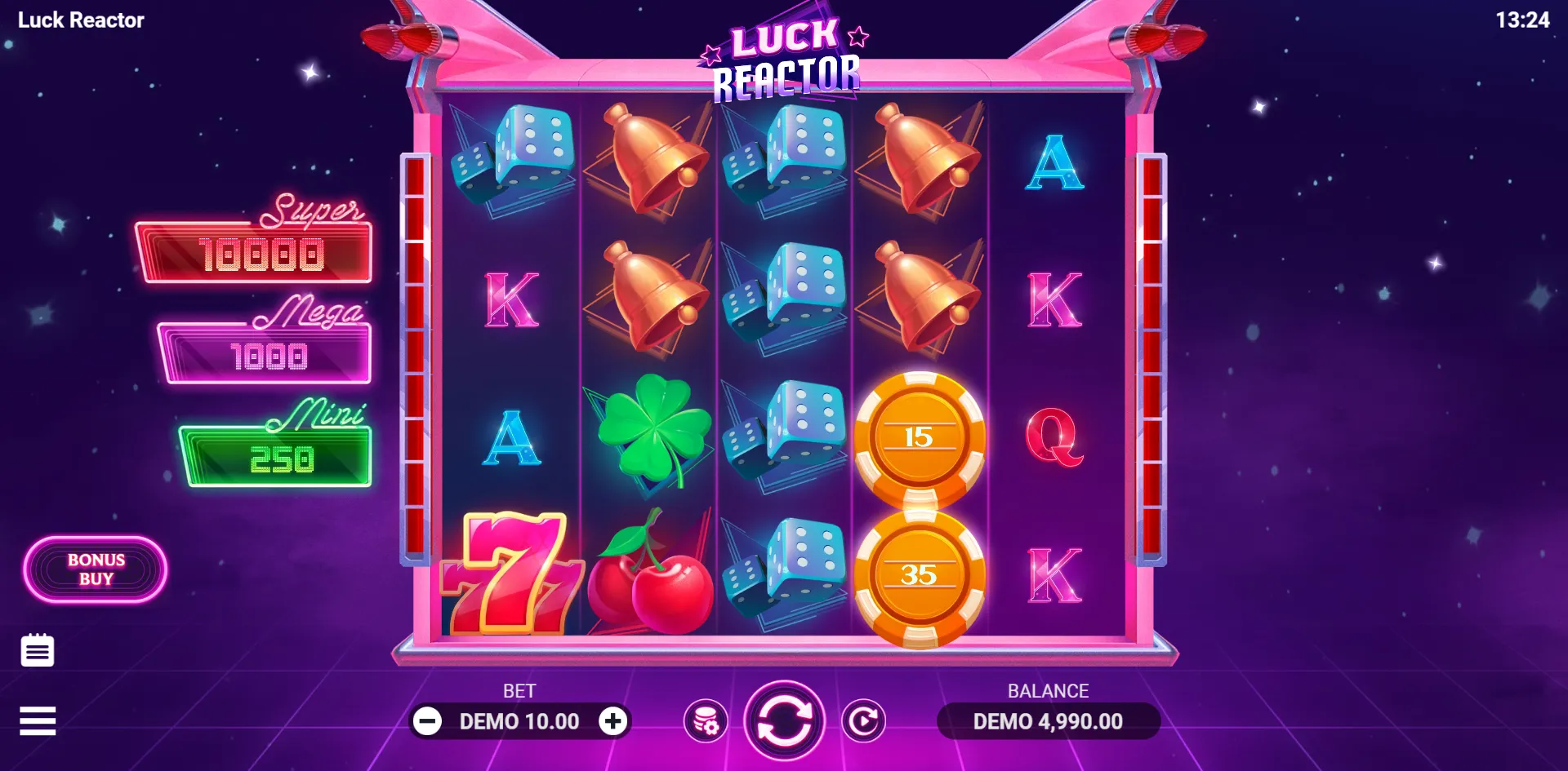 Luck Reactor slot gameplay screenshot