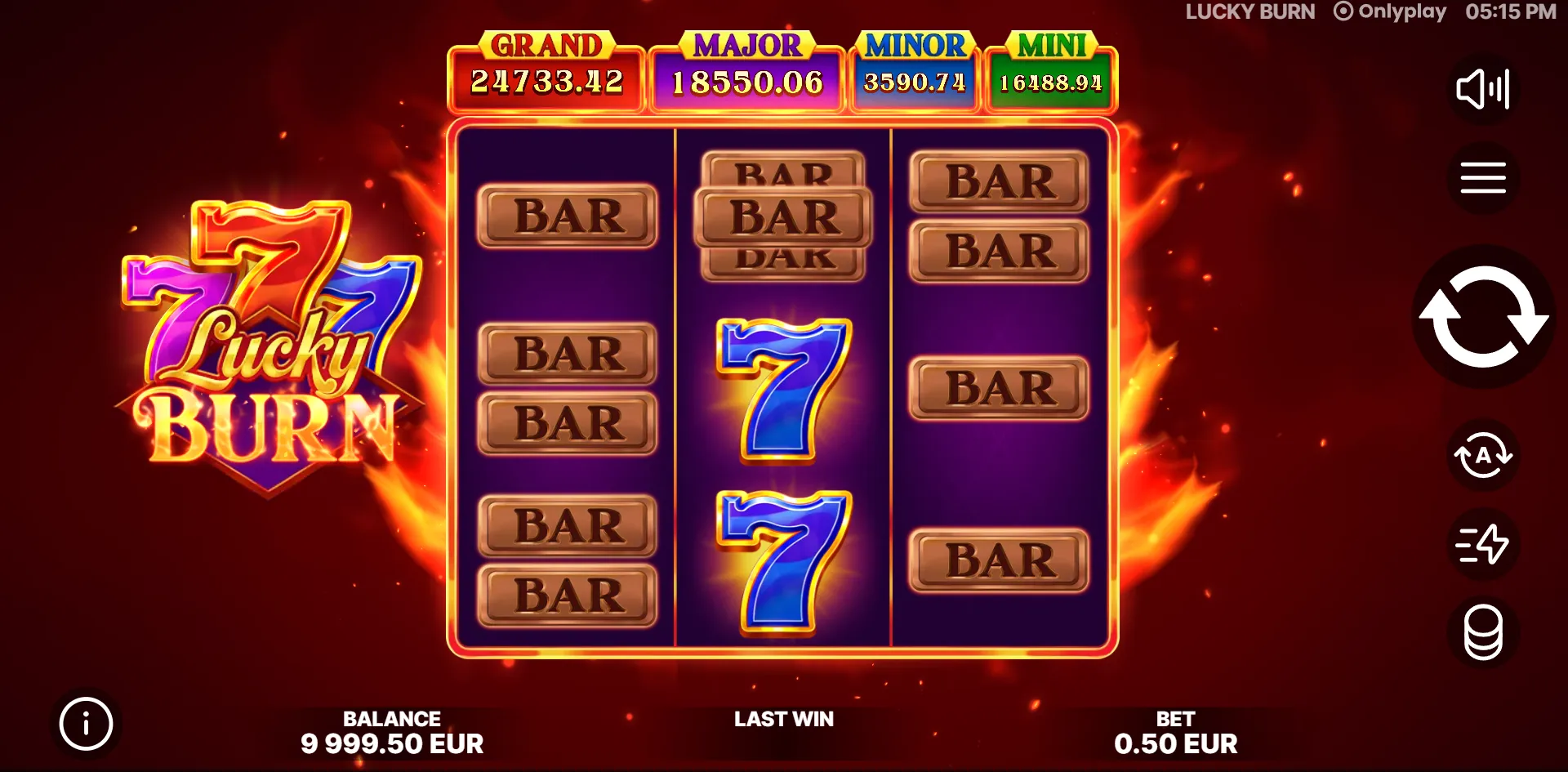 Lucky Burn slot gameplay screenshot