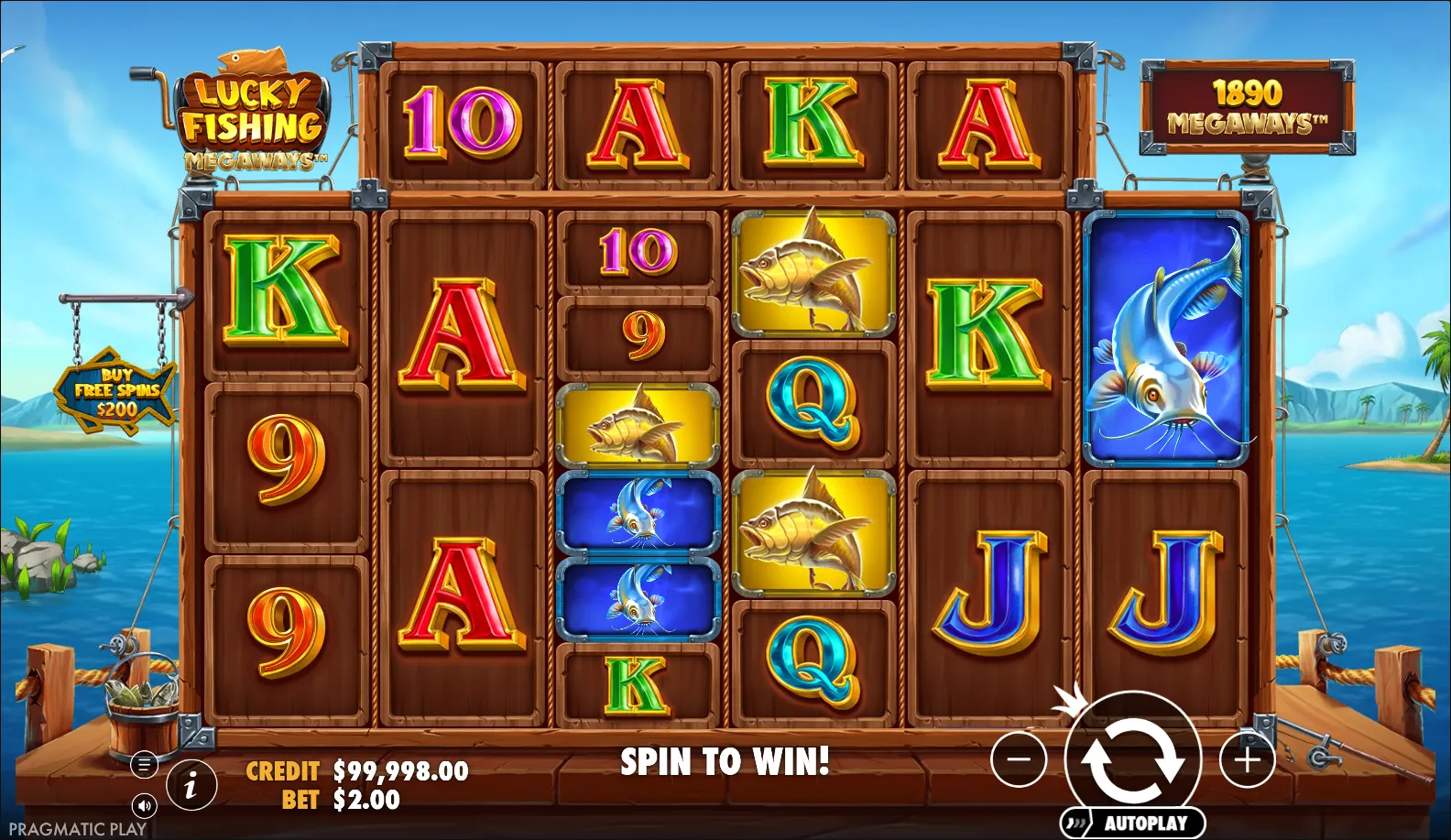 Lucky Fishing Megaways slot gameplay screenshot