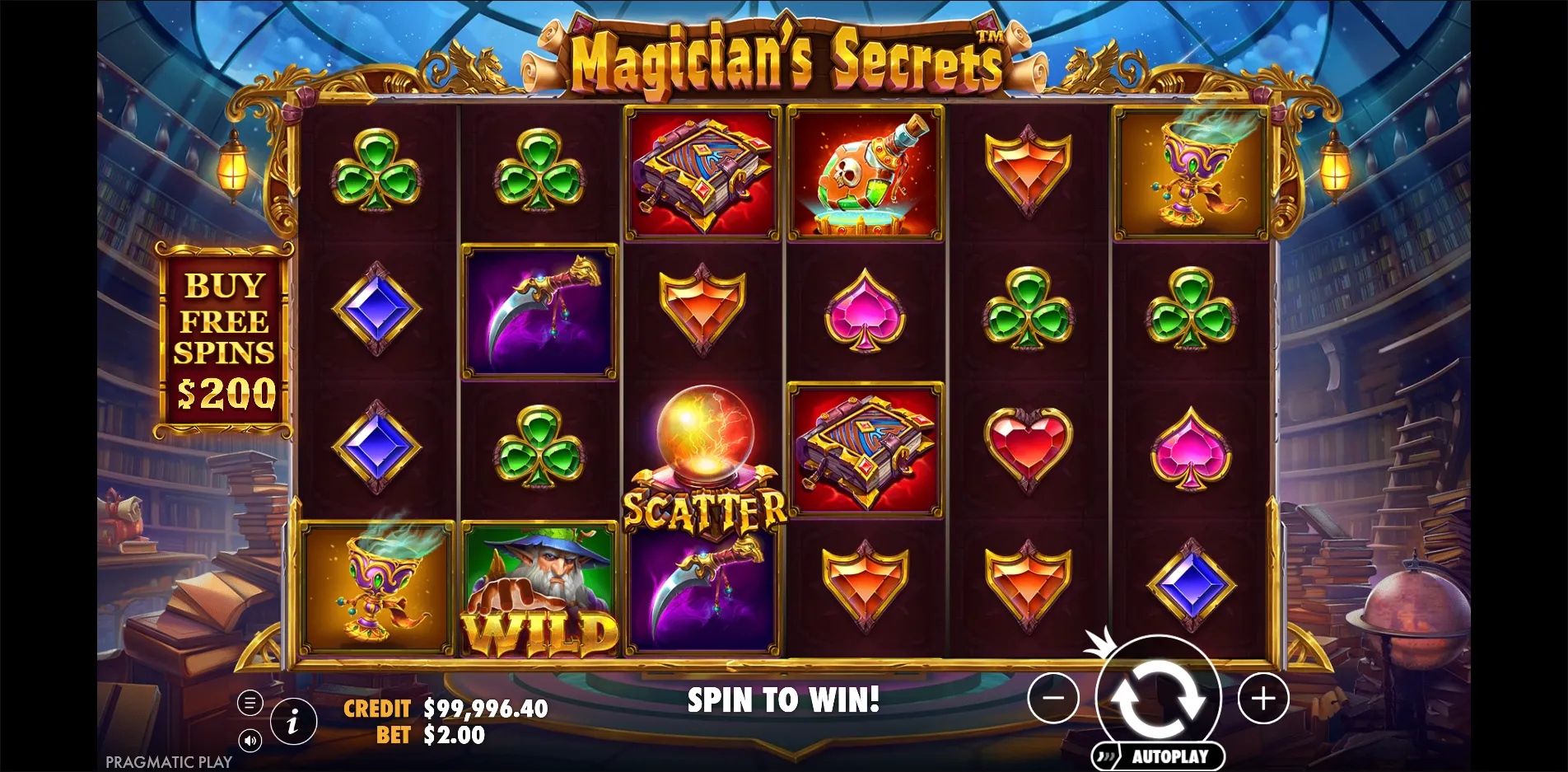 Magician's Secrets slot gameplay screenshot
