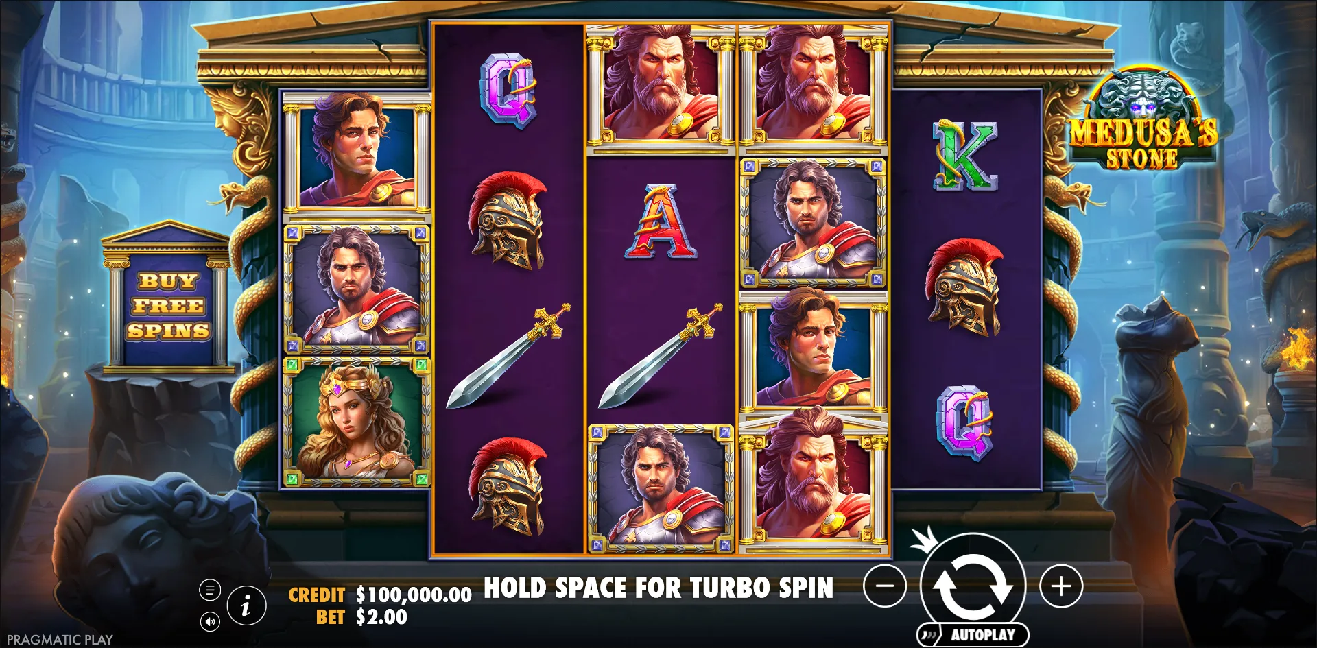 Medusa's Stone slot gameplay screenshot