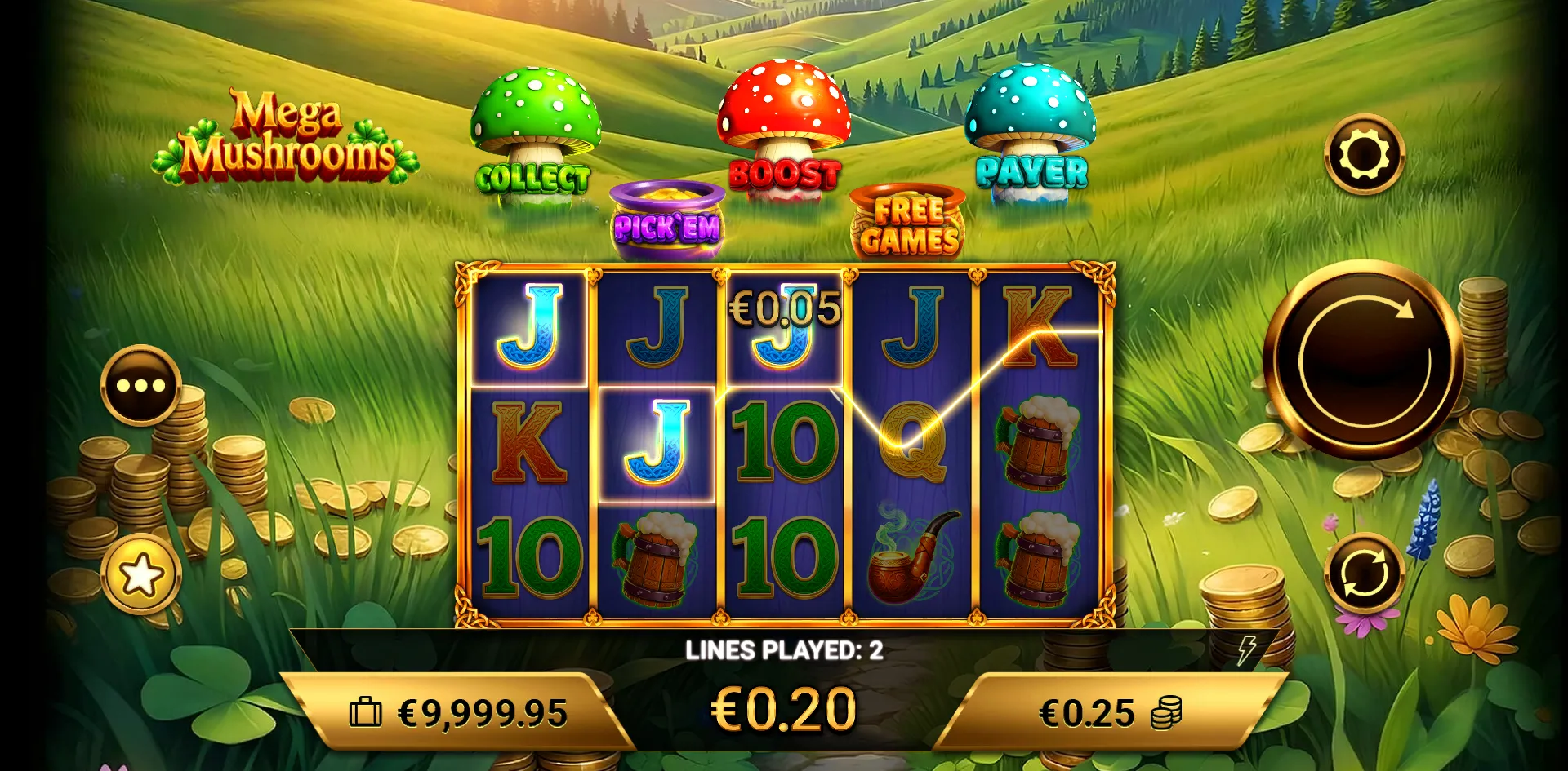 Mega Mushrooms slot gameplay screenshot