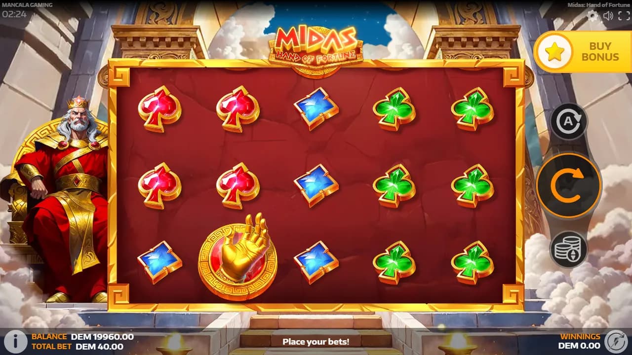 Midas: Hand of Fortune slot gameplay screenshot