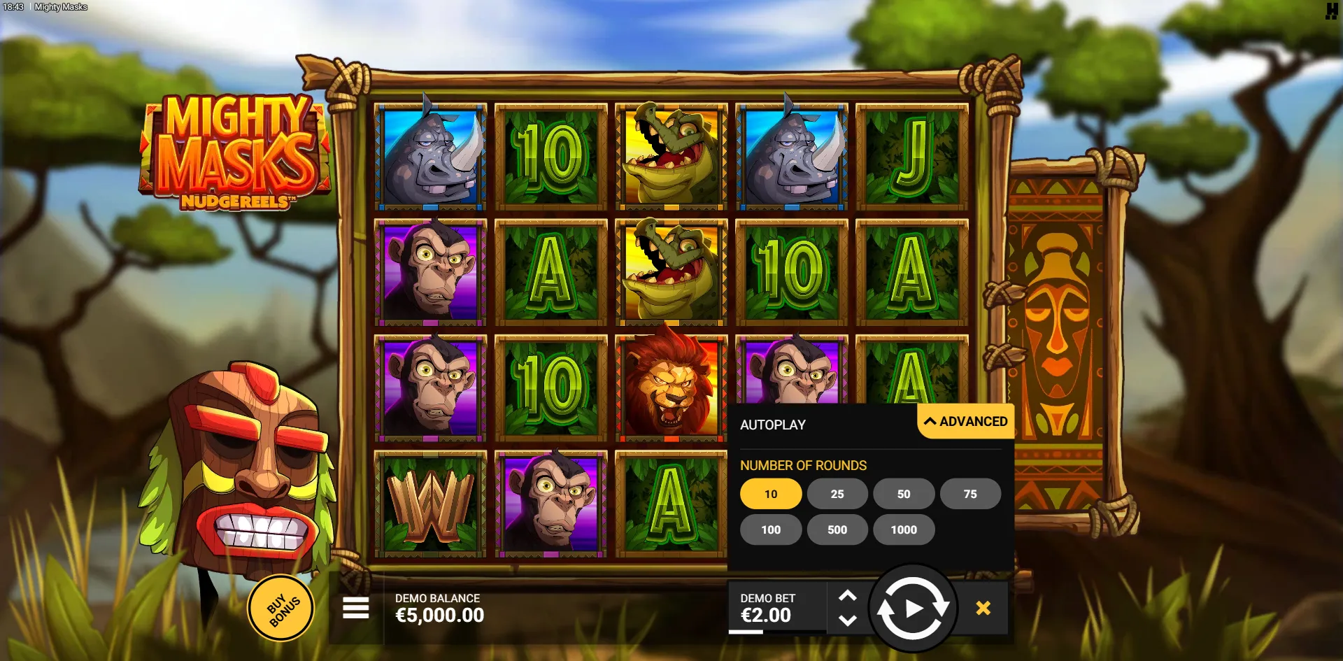 Mighty Masks slot gameplay screenshot