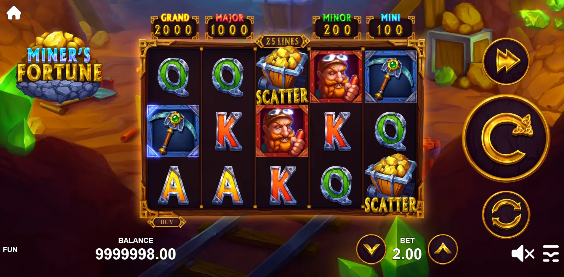 Miner's Fortune slot gameplay screenshot