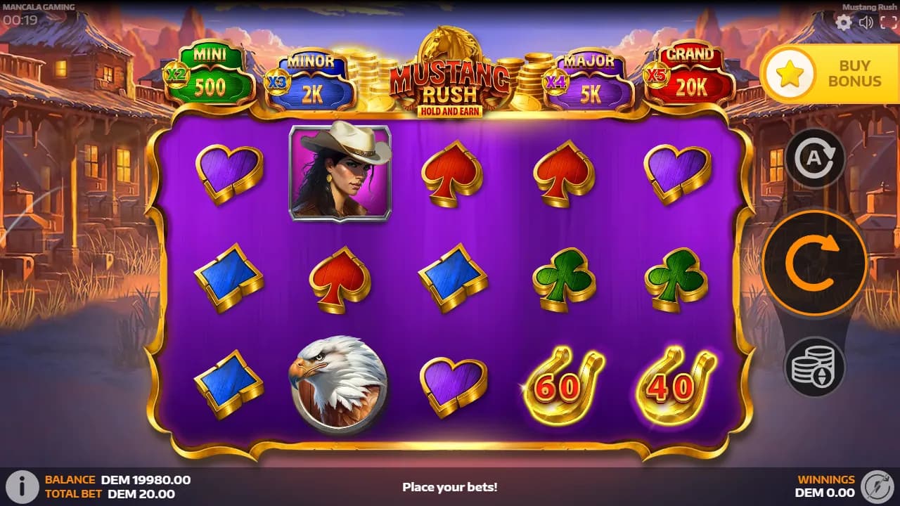 Mustang Rush slot gameplay screenshot