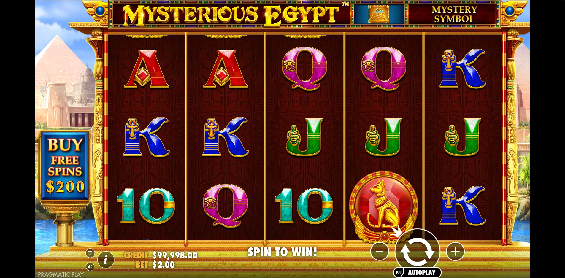 Mysterious Egypt slot gameplay screenshot