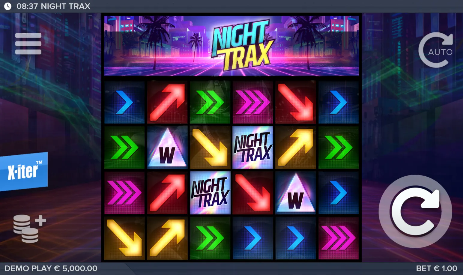 Night Trax slot gameplay screenshot