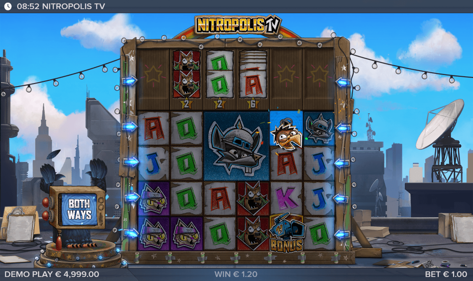 Nitropolis TV slot gameplay screenshot