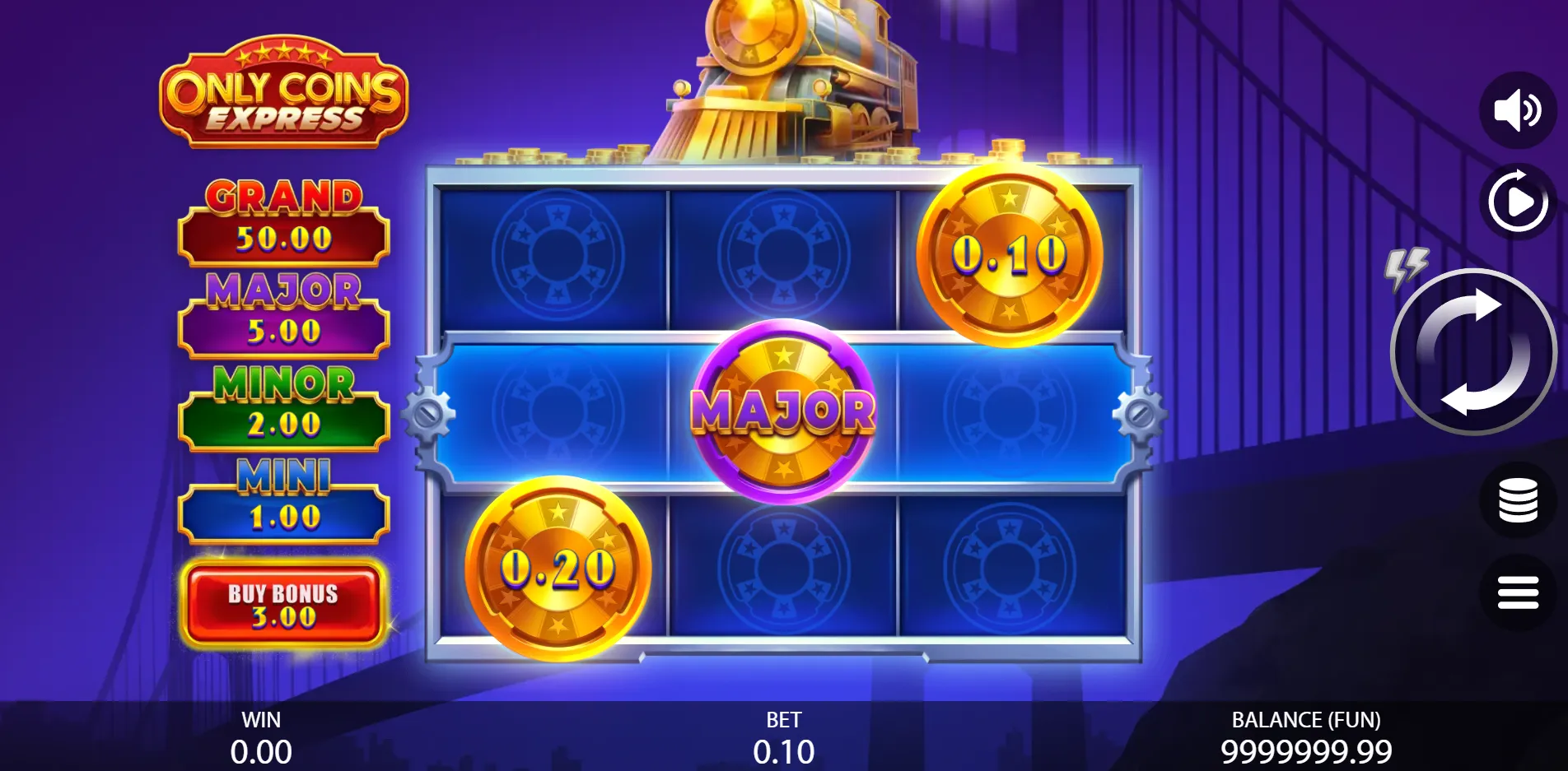 Only Coins Express slot gameplay screenshot