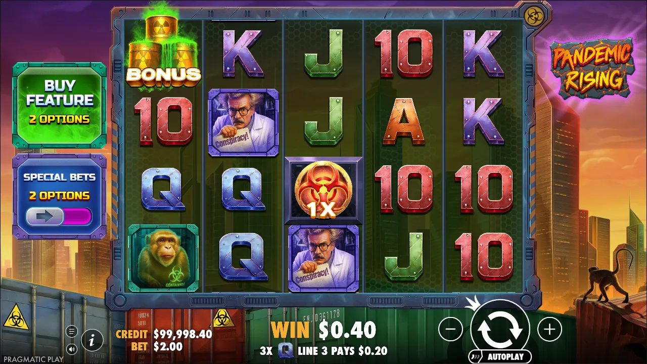 Pandemic Rising slot gameplay screenshot
