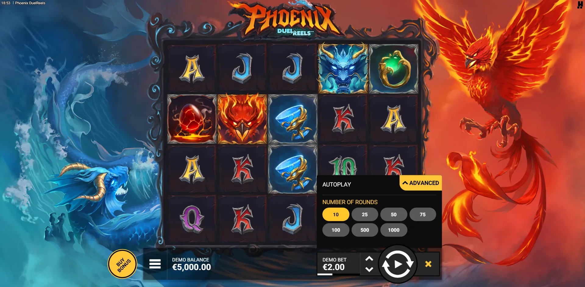 Phoenix DuelReels slot gameplay screenshot