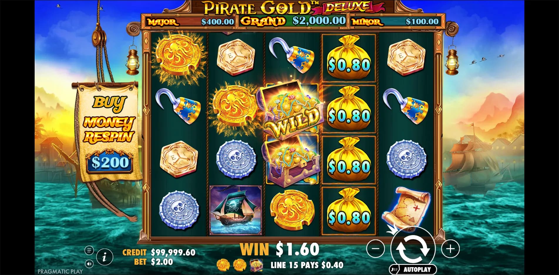 Pirate Gold Deluxe slot gameplay screenshot