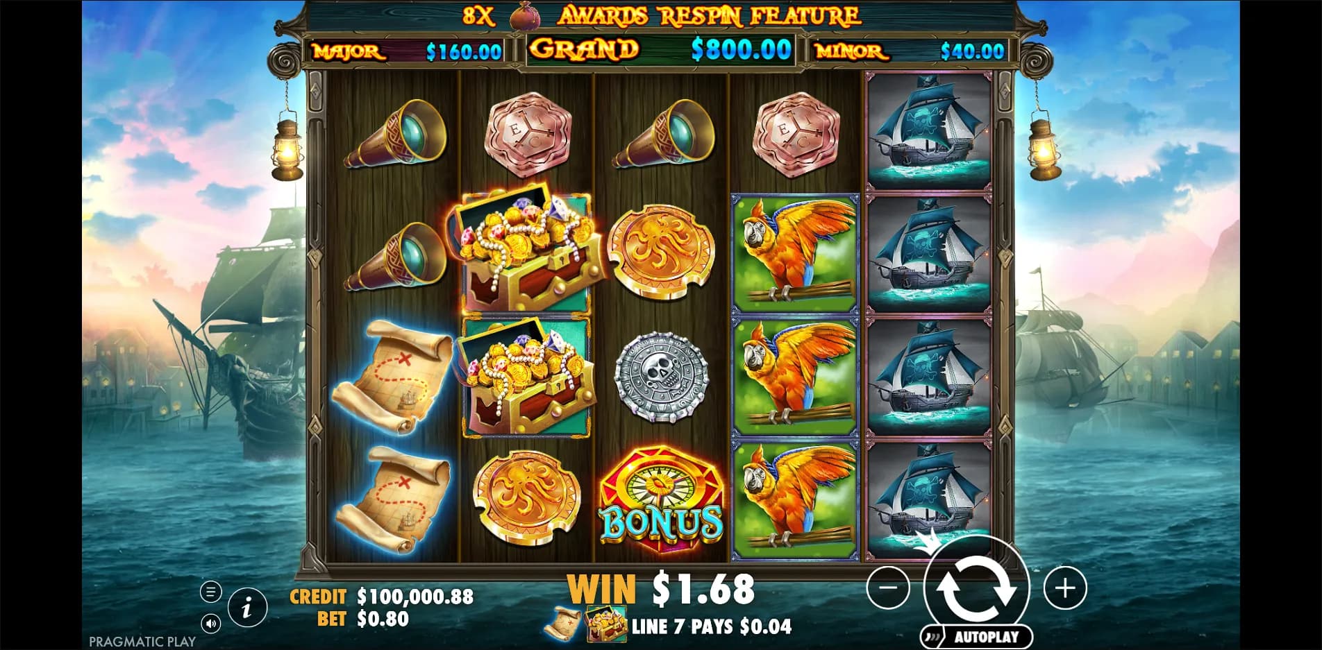 Pirate Gold slot gameplay screenshot