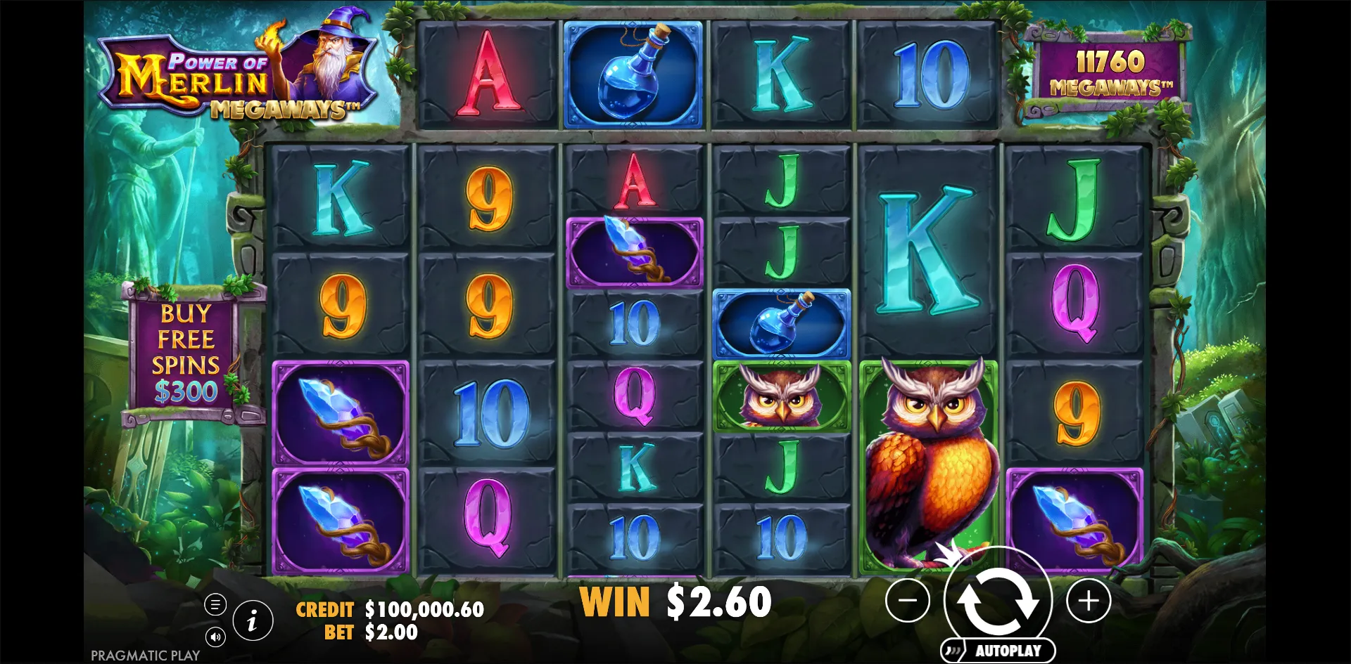 Power of Merlin Megaways slot gameplay screenshot