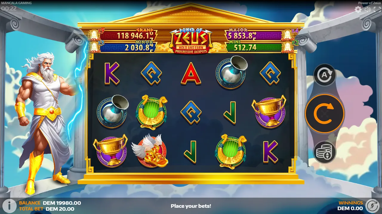 Power of Zeus slot gameplay screenshot