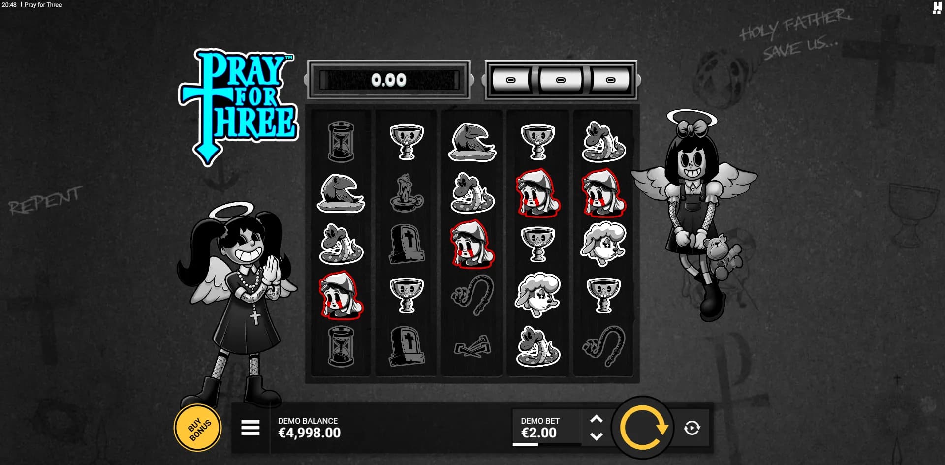 Pray for Three slot gameplay screenshot