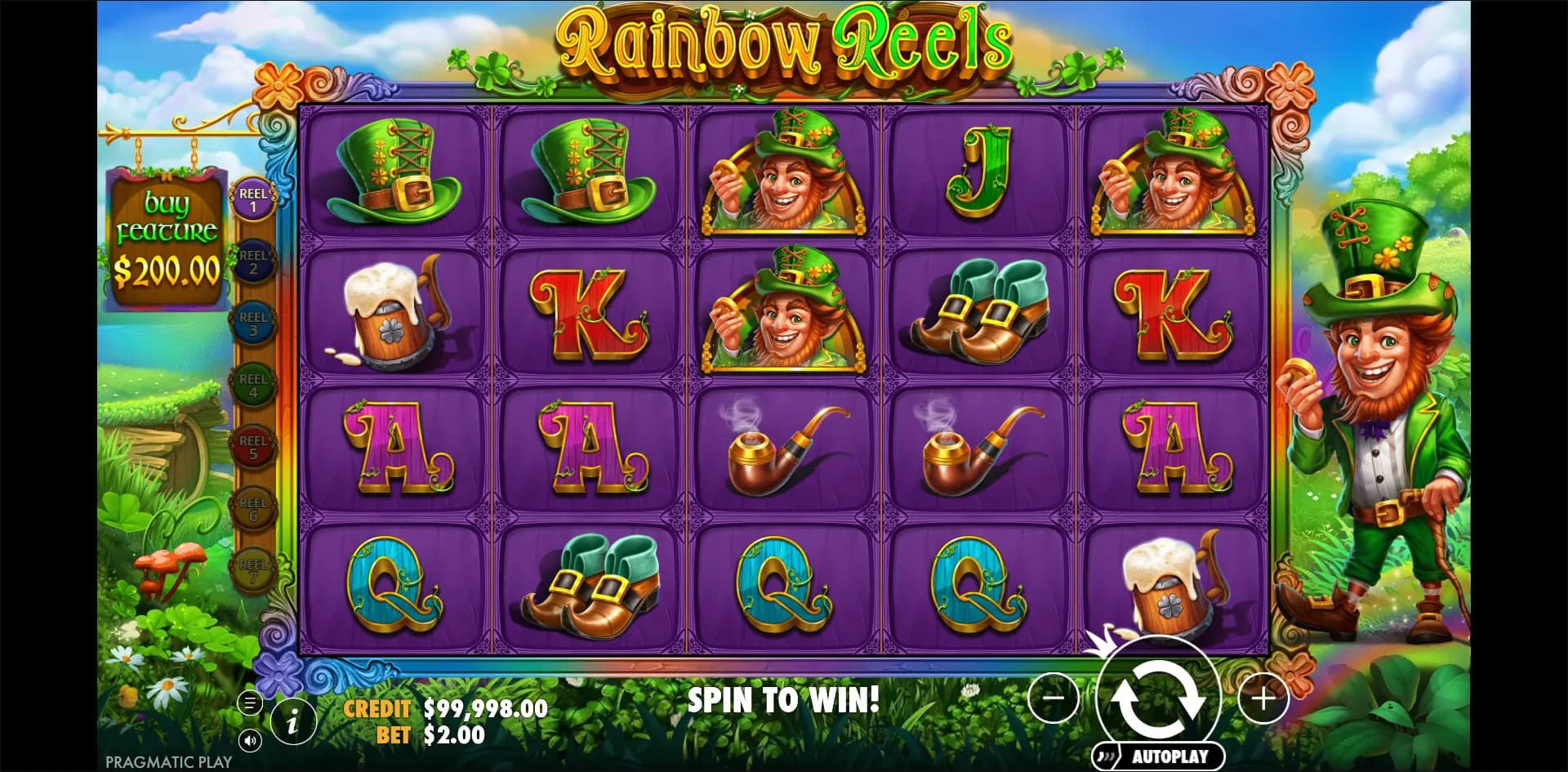 Rainbow Reels slot gameplay screenshot