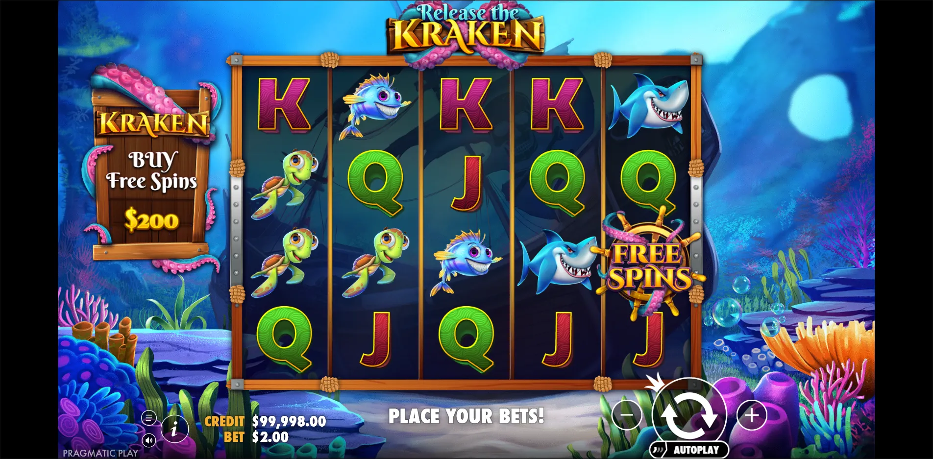 Release the Kraken slot gameplay screenshot