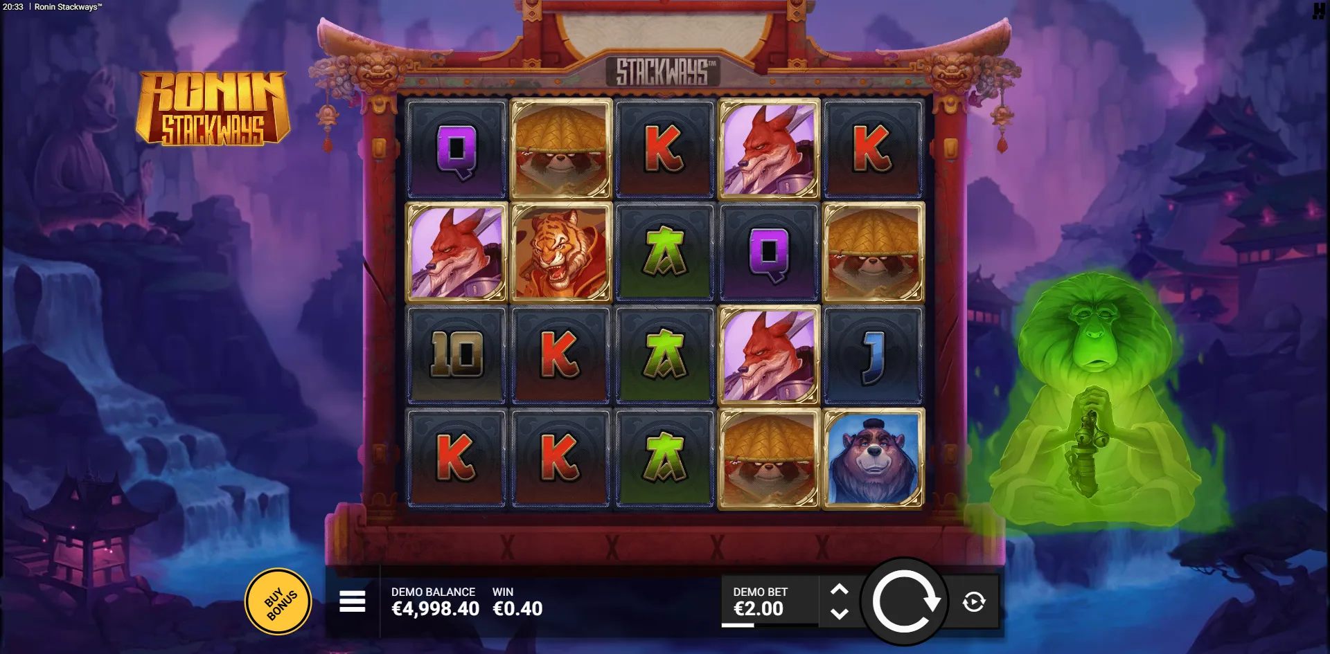 Ronin StackWays slot gameplay screenshot