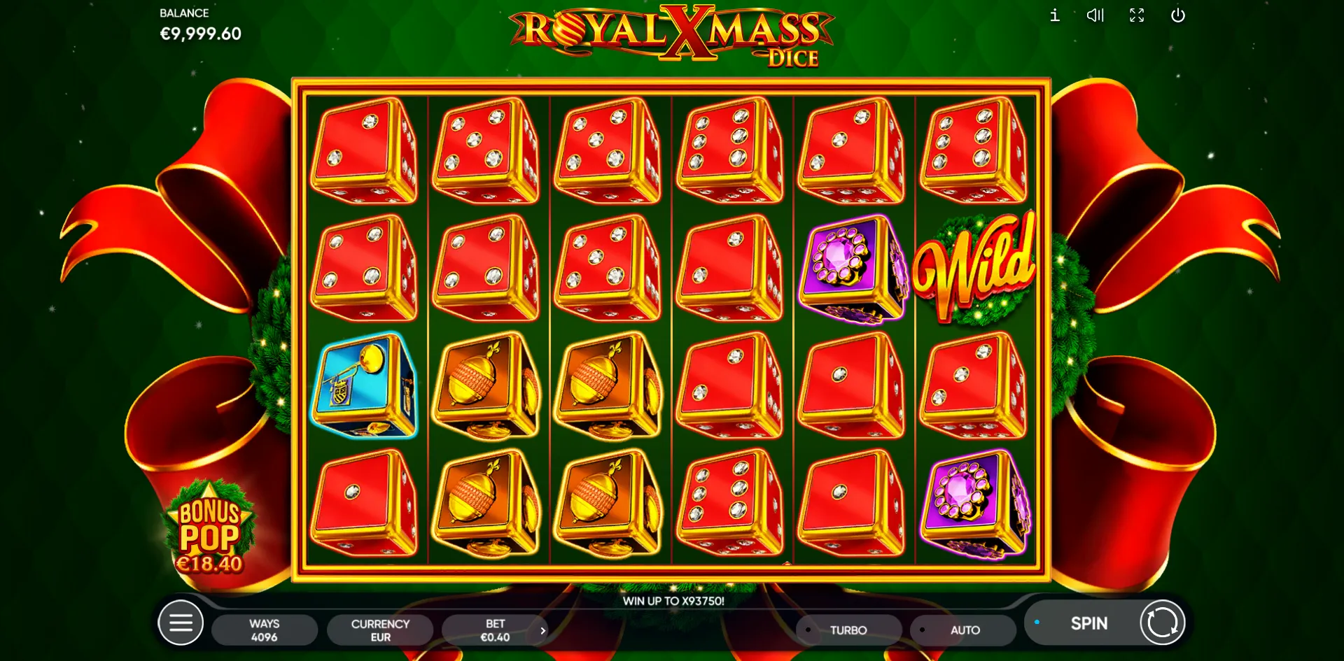 Royal Xmass Dice slot gameplay screenshot