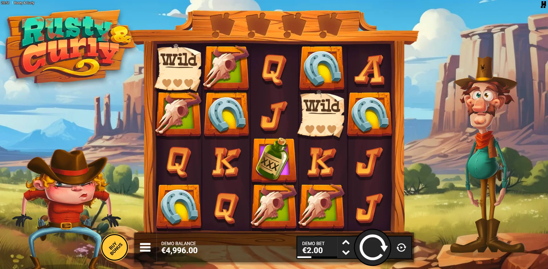 Rusty & Curly slot gameplay screenshot