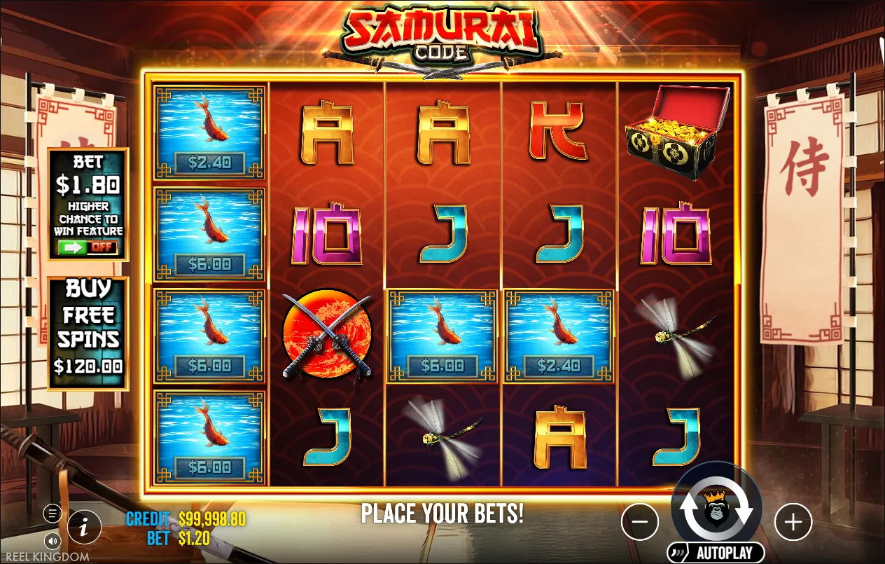 Samurai Code slot gameplay screenshot