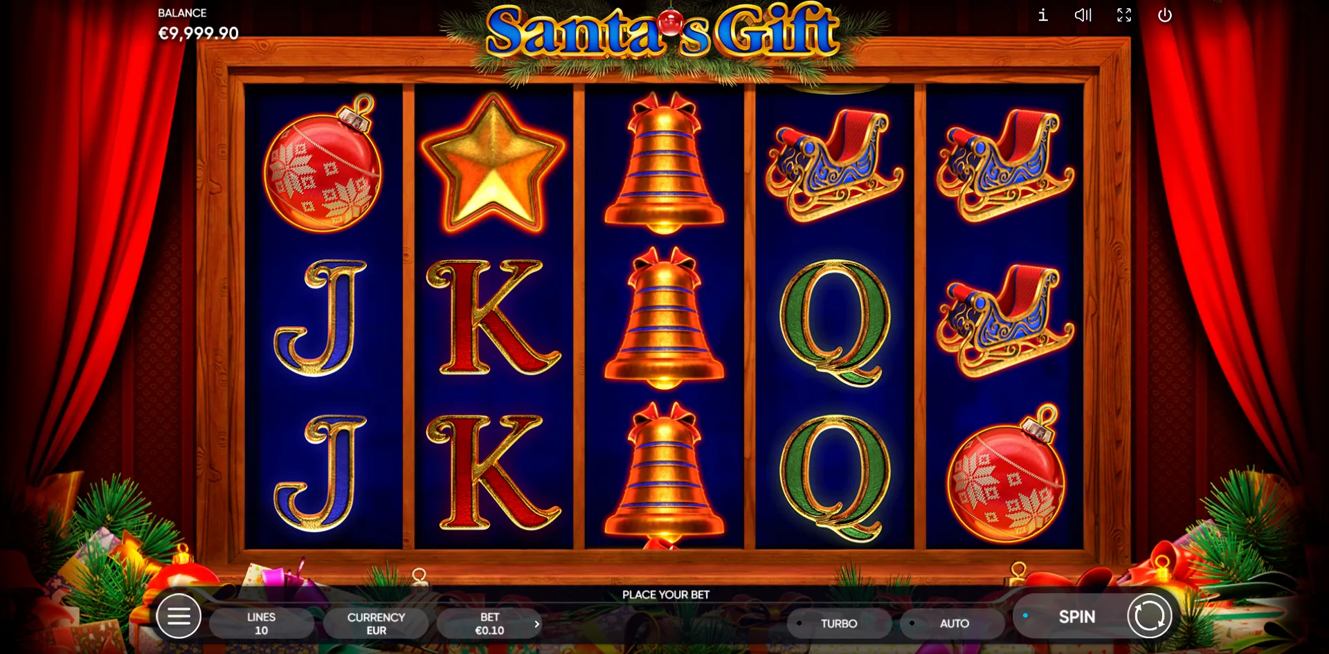 Santa's Gift slot gameplay screenshot