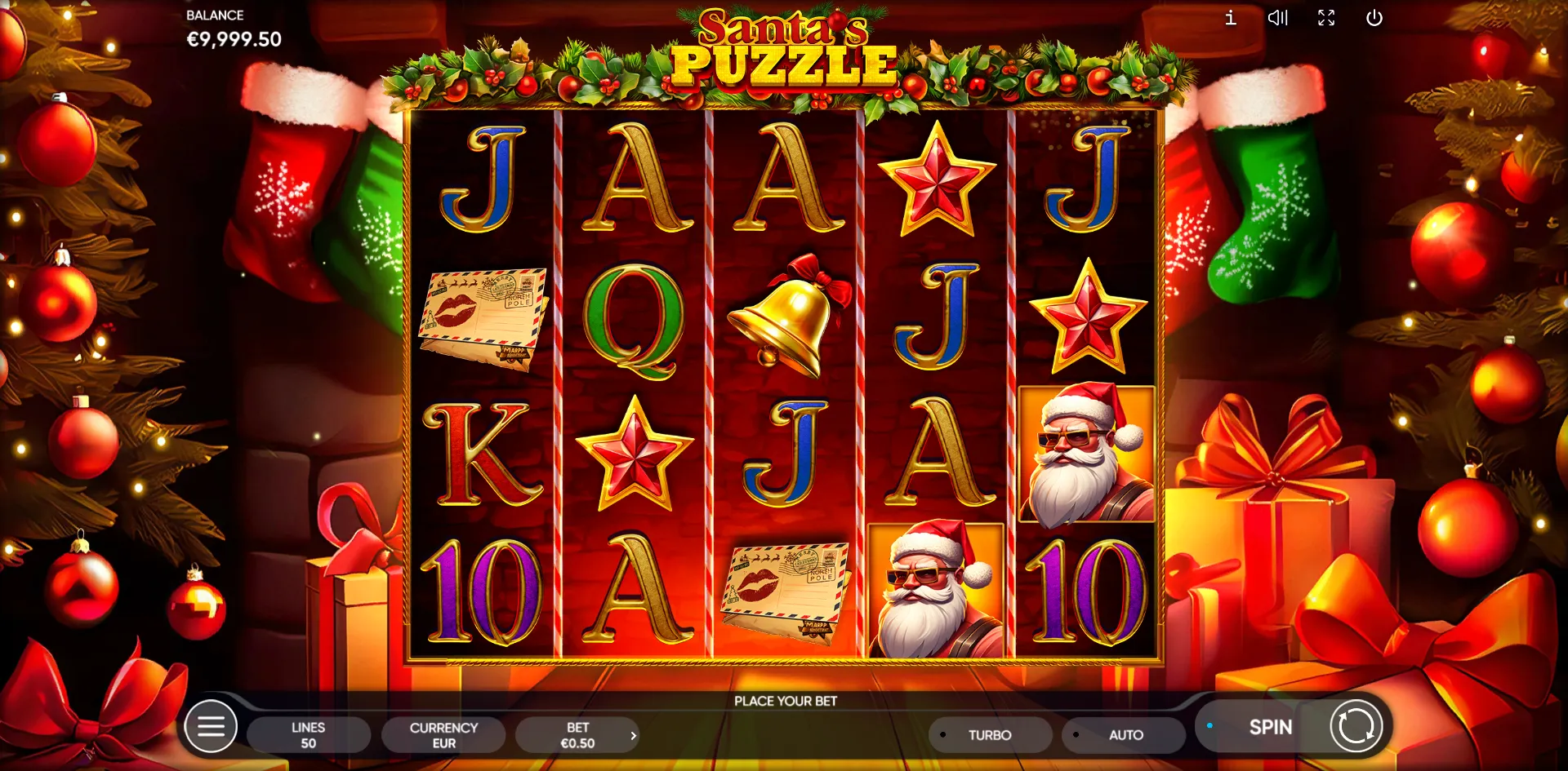 Santa's Puzzle slot gameplay screenshot
