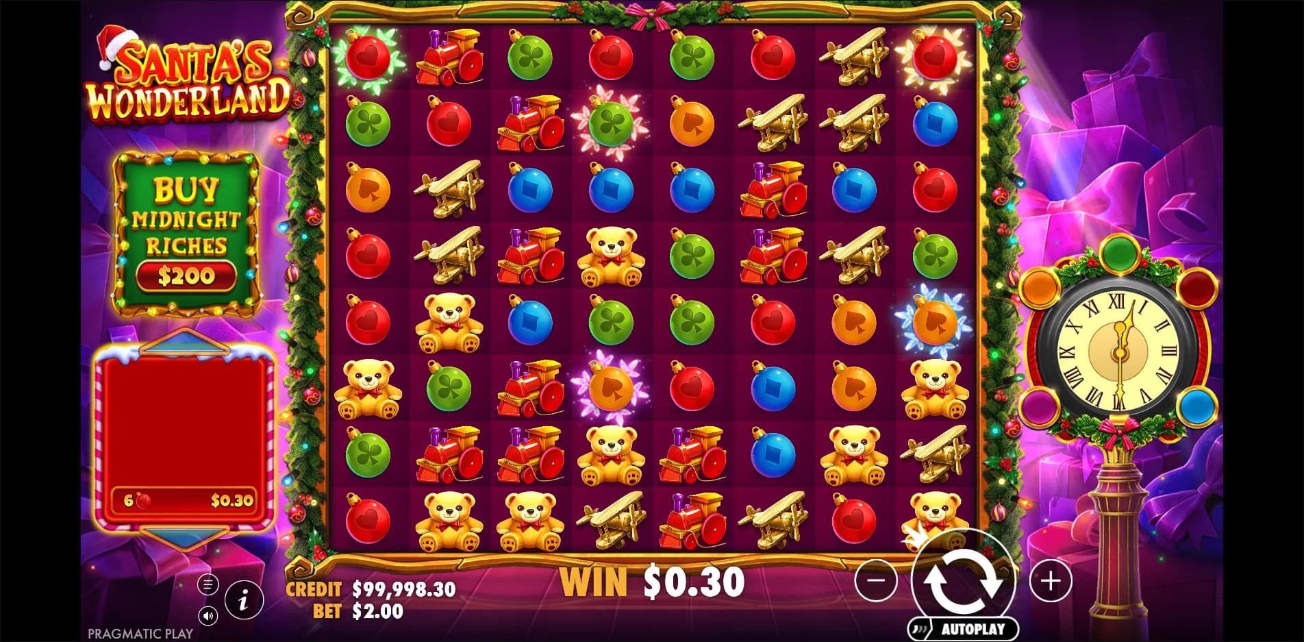 Santa's Wonderland slot gameplay screenshot