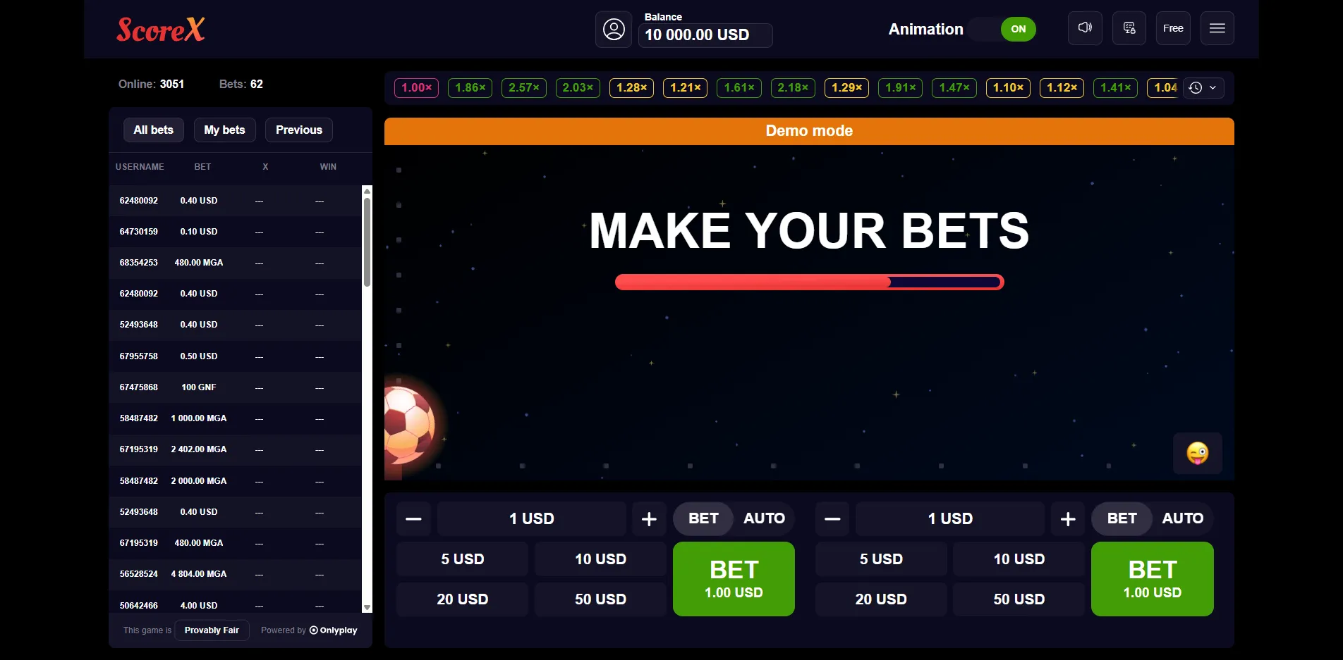 ScoreX slot gameplay screenshot