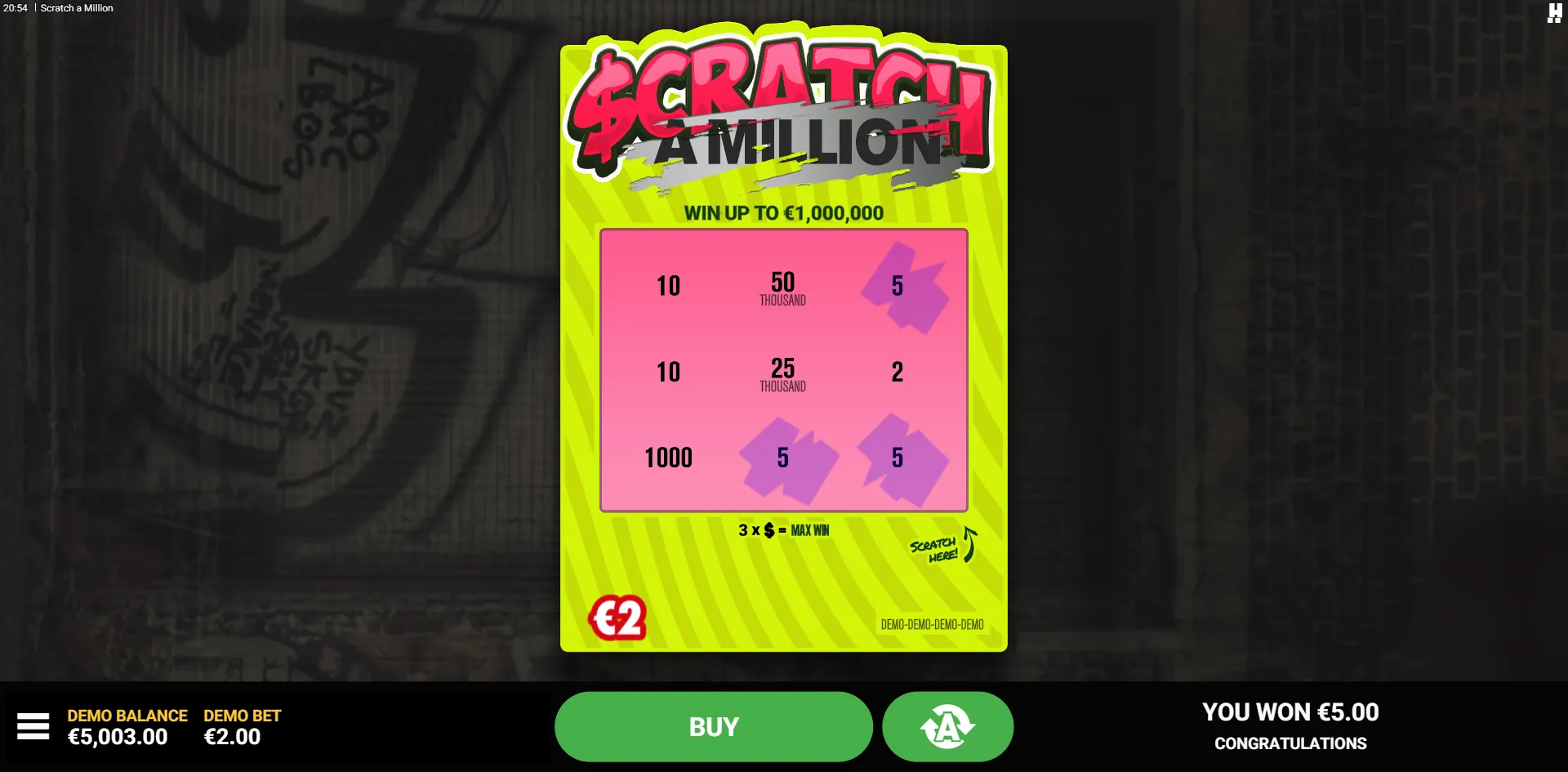 Scratch a Million slot gameplay screenshot