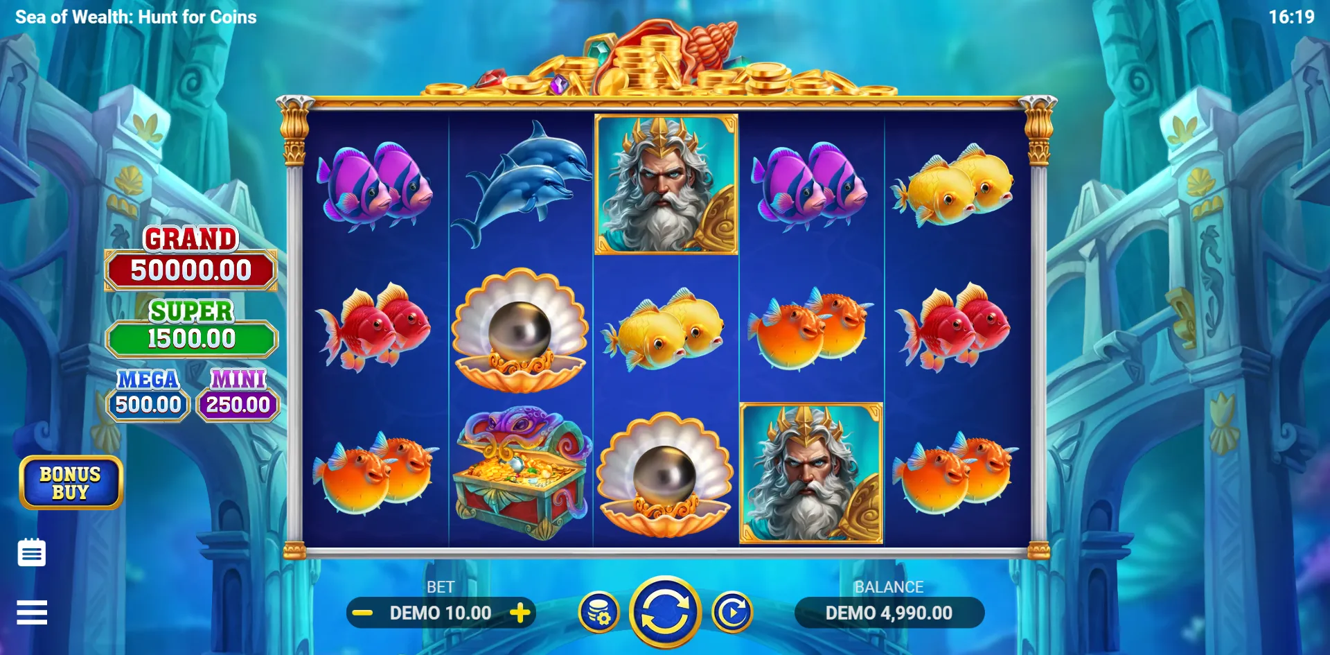 Sea of Wealth: Hunt for Coins slot gameplay screenshot