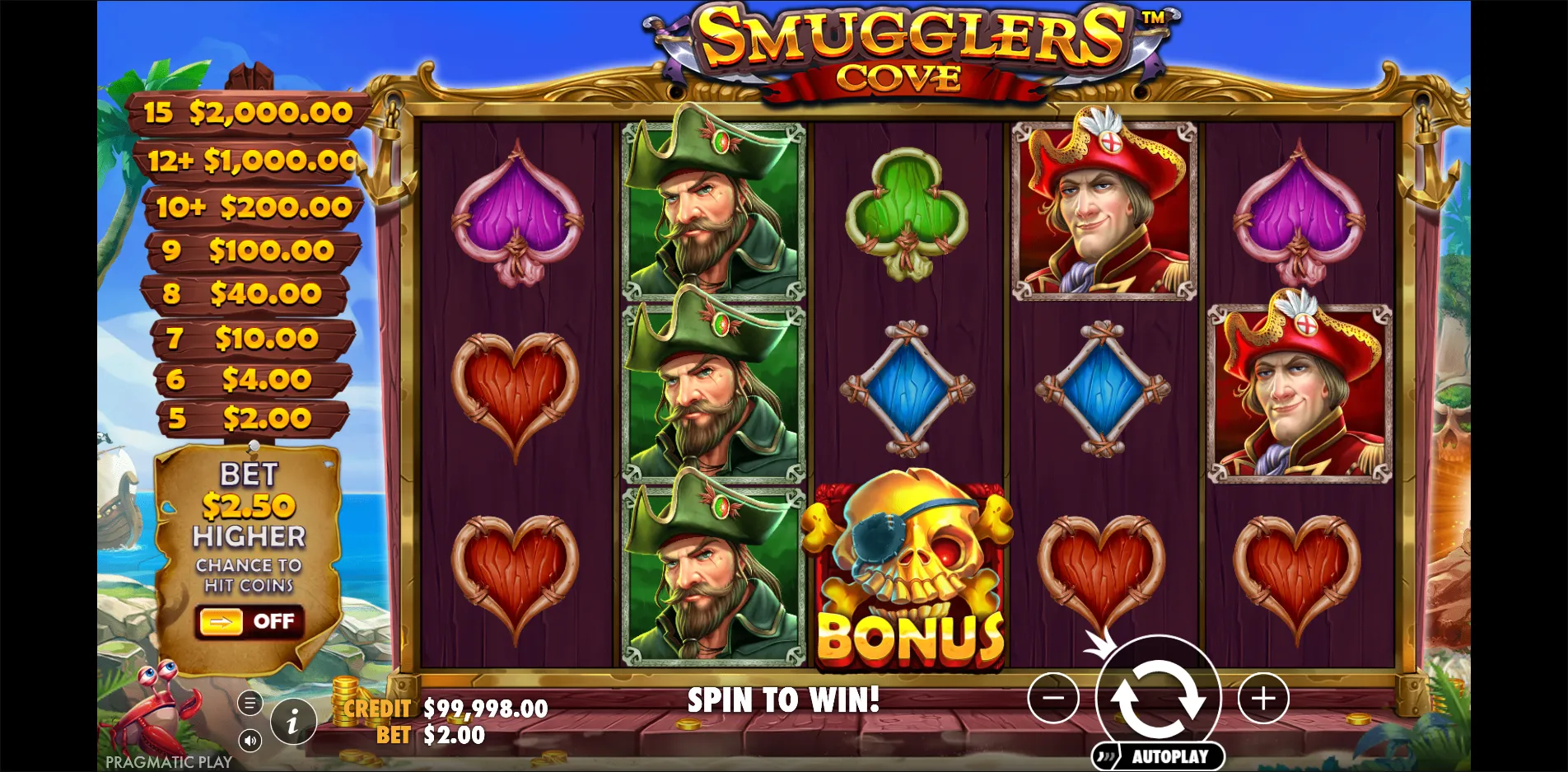 Smugglers Cove slot gameplay screenshot