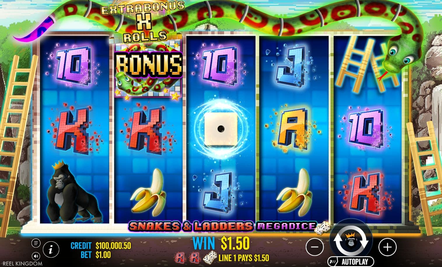 Snakes and Ladders Megadice slot gameplay screenshot