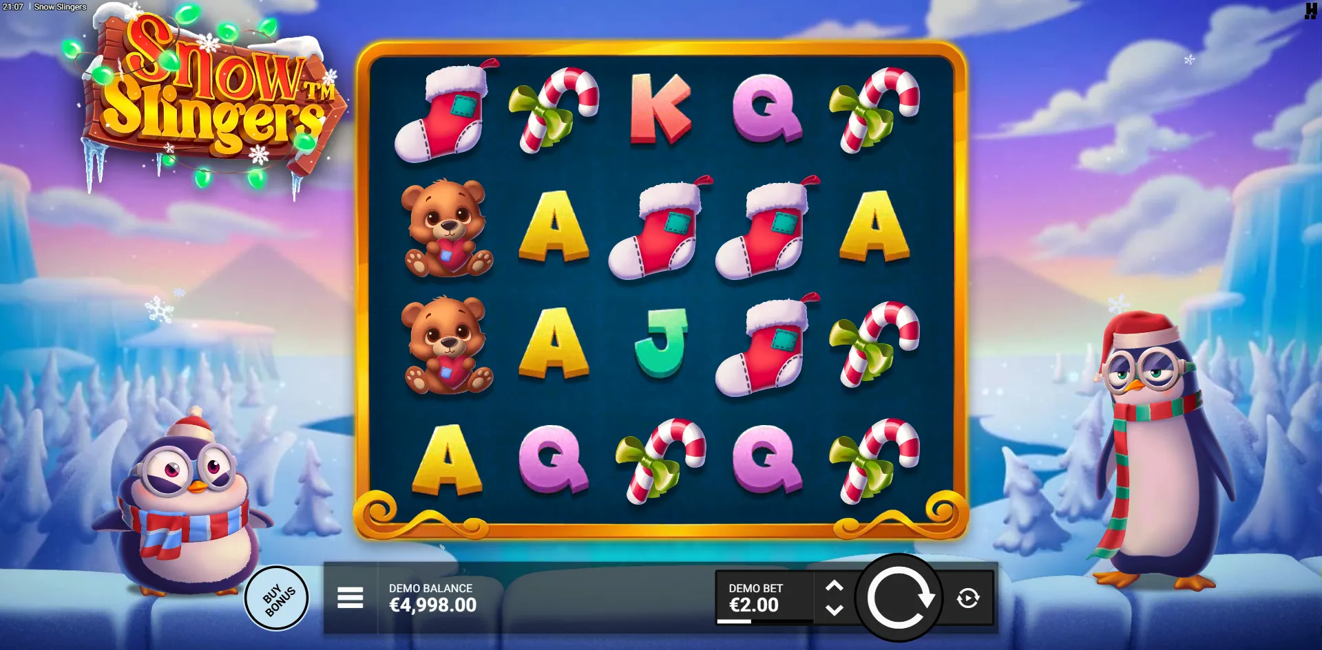 Snow Slingers slot gameplay screenshot