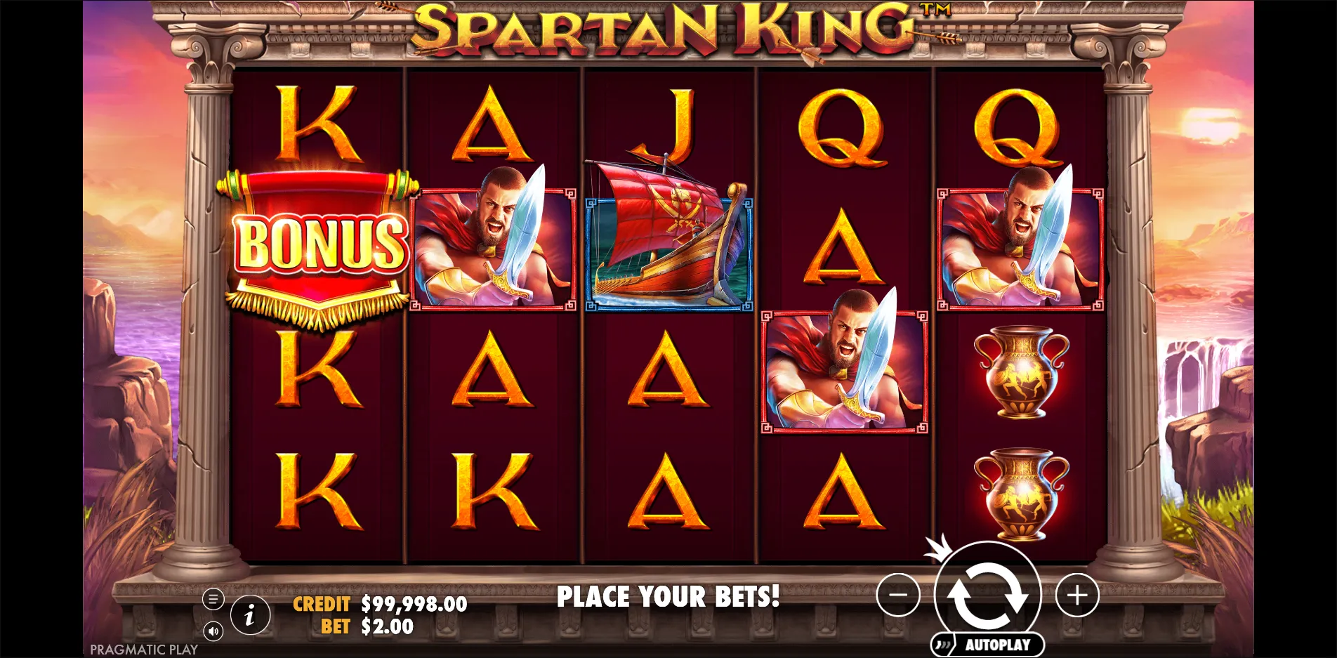 Spartan King slot gameplay screenshot