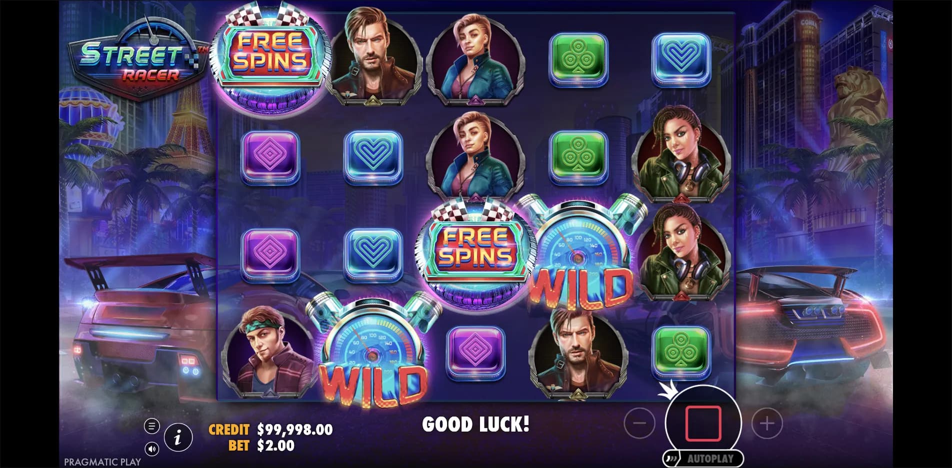 Street Racer slot gameplay screenshot