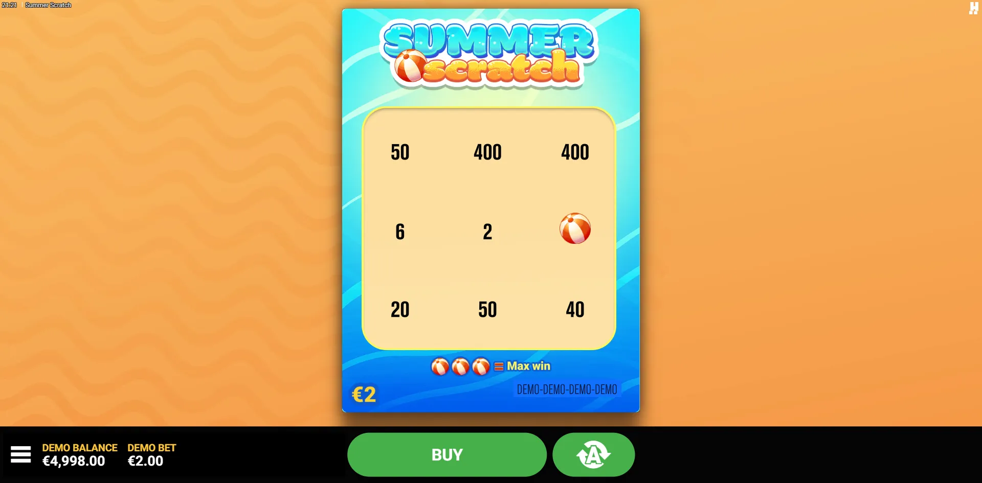 Summer Scratch slot gameplay screenshot