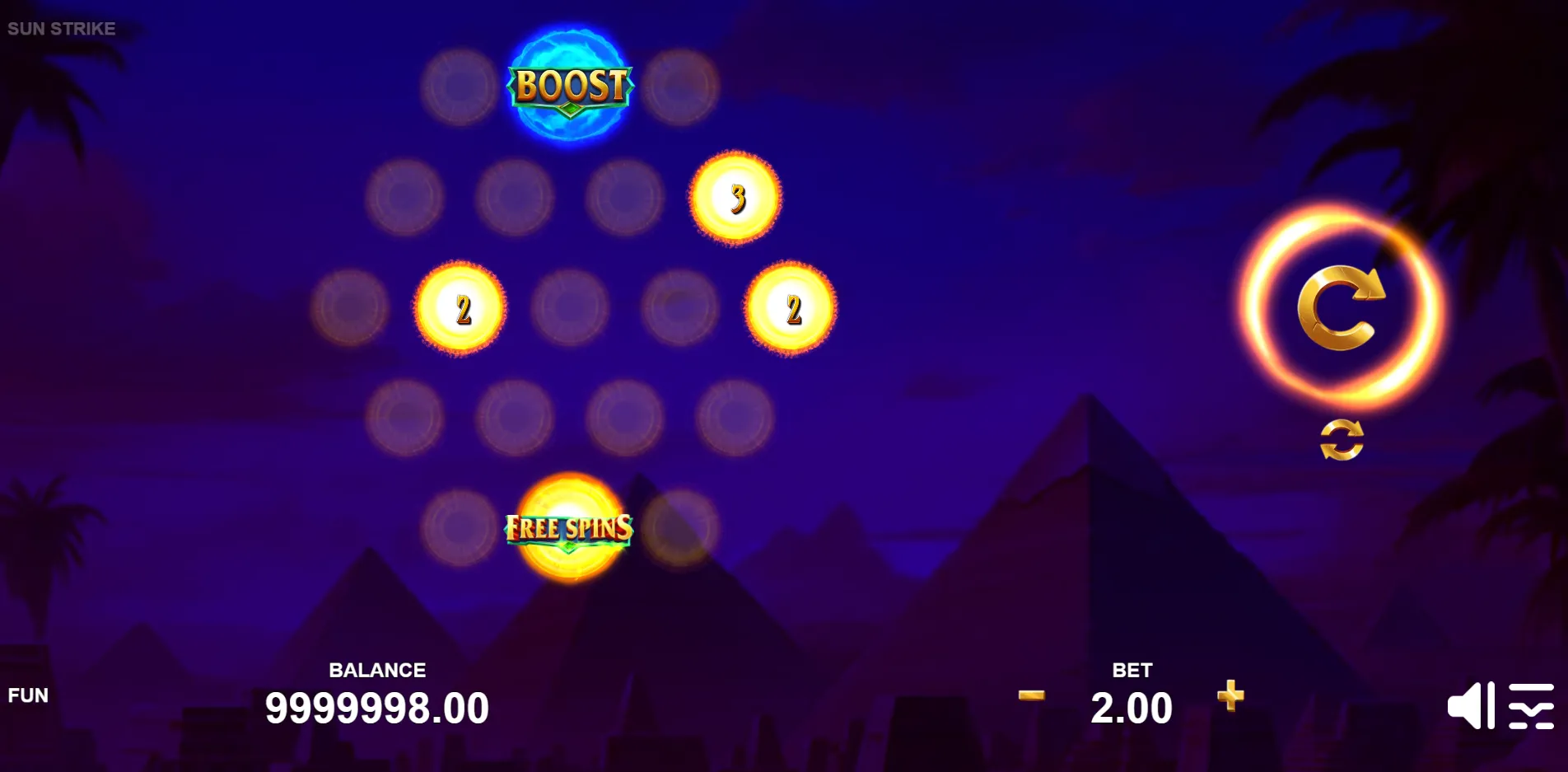 Sun Strike slot gameplay screenshot