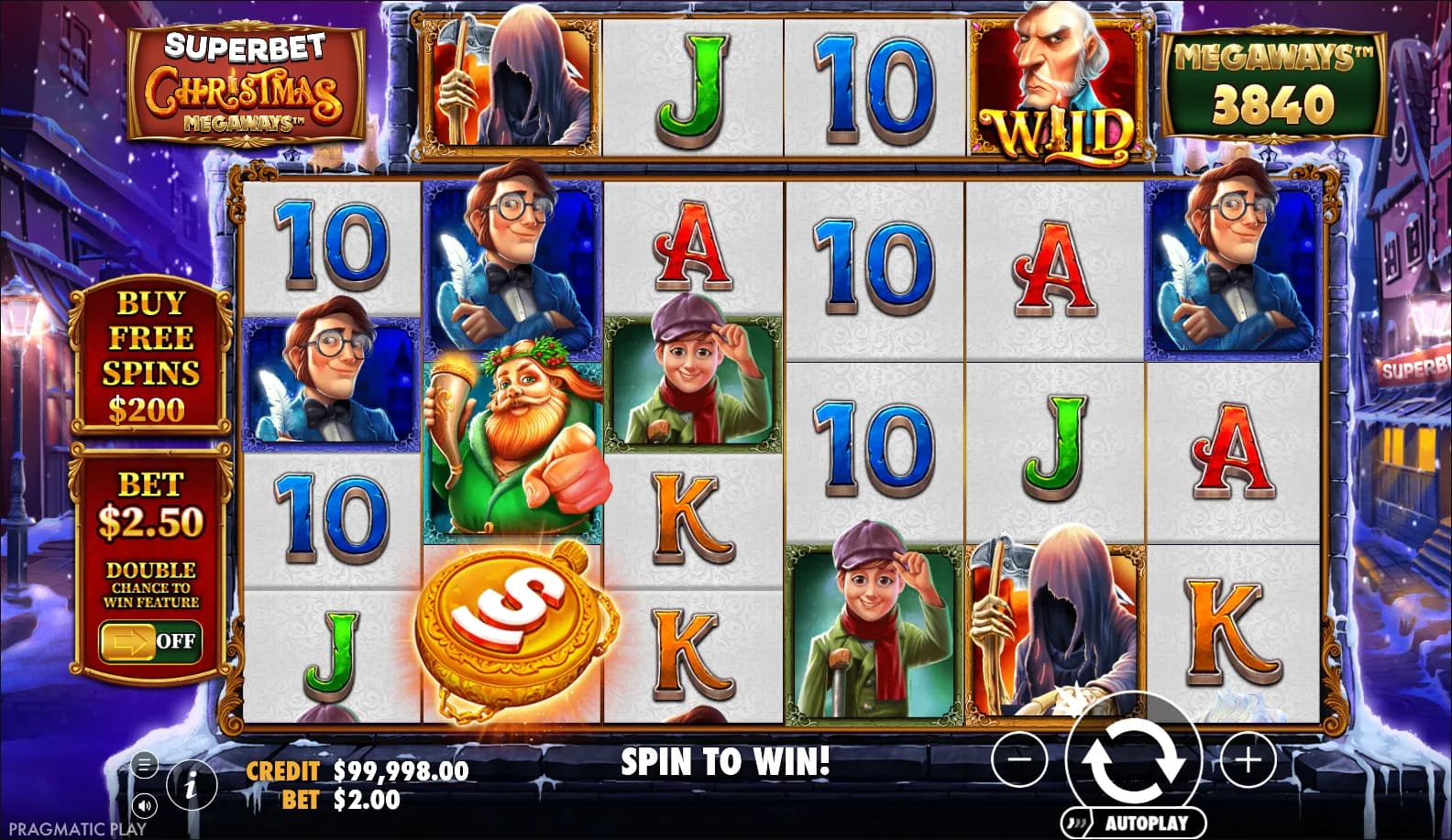 Superbet Christmas Megaways slot gameplay screenshot