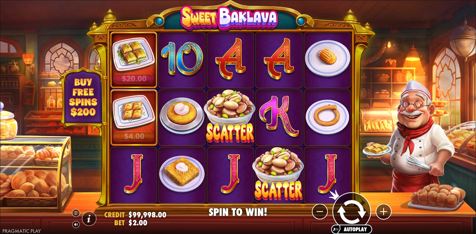 Sweet Baklava slot gameplay screenshot