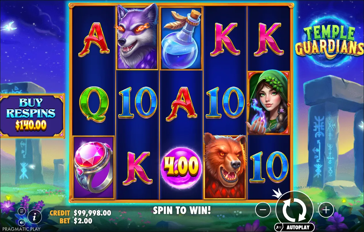 Temple Guardians slot gameplay screenshot