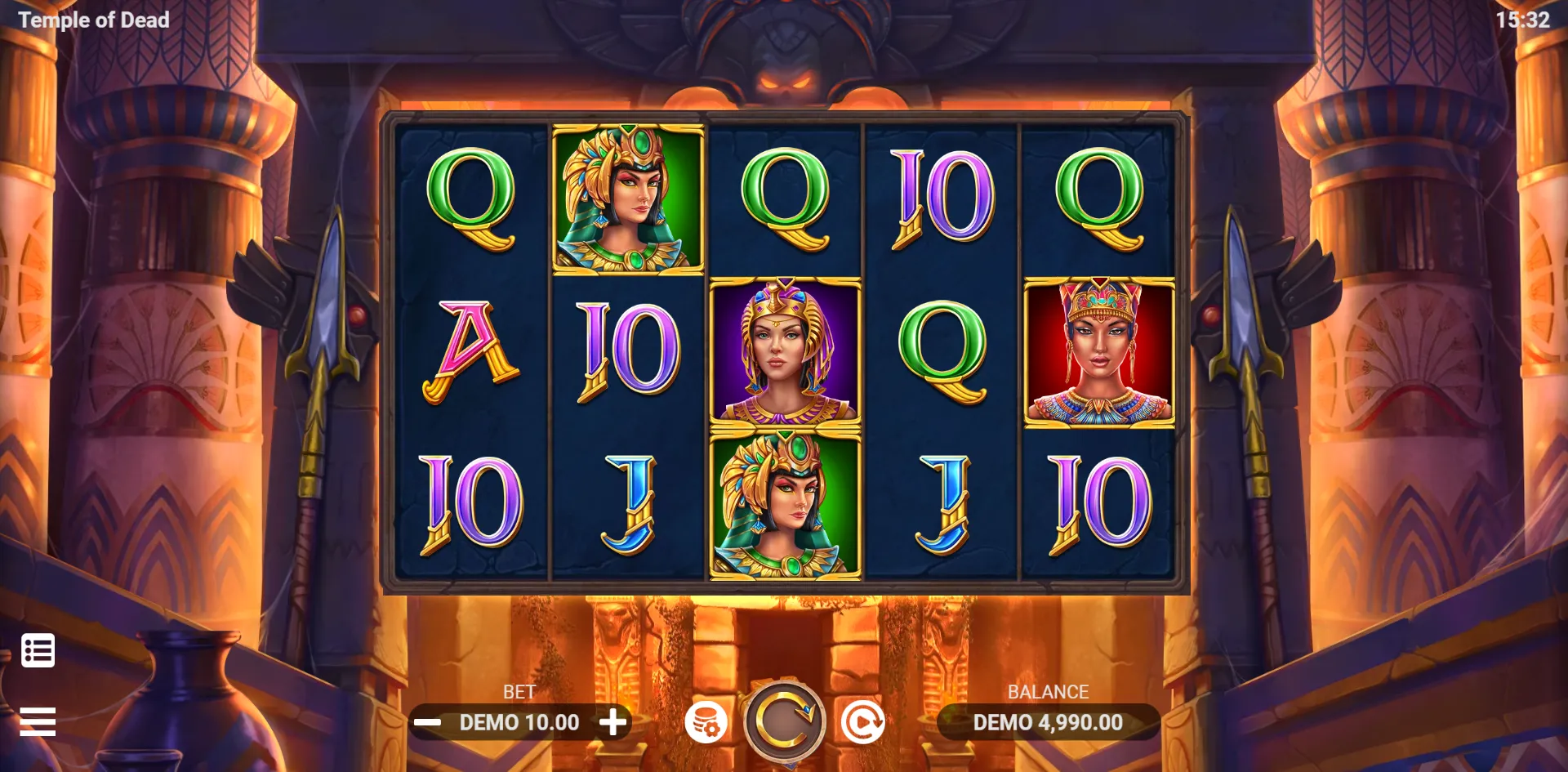 Temple of Dead slot gameplay screenshot