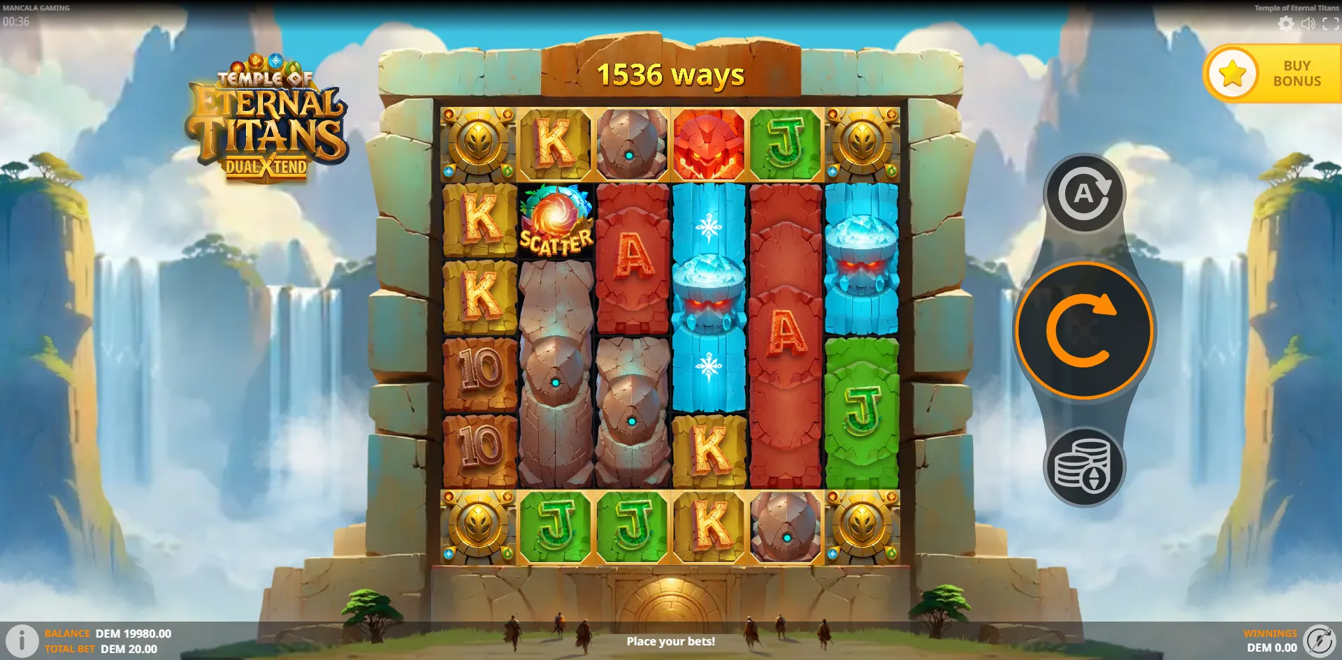 Temple of Eternal Titans slot gameplay screenshot