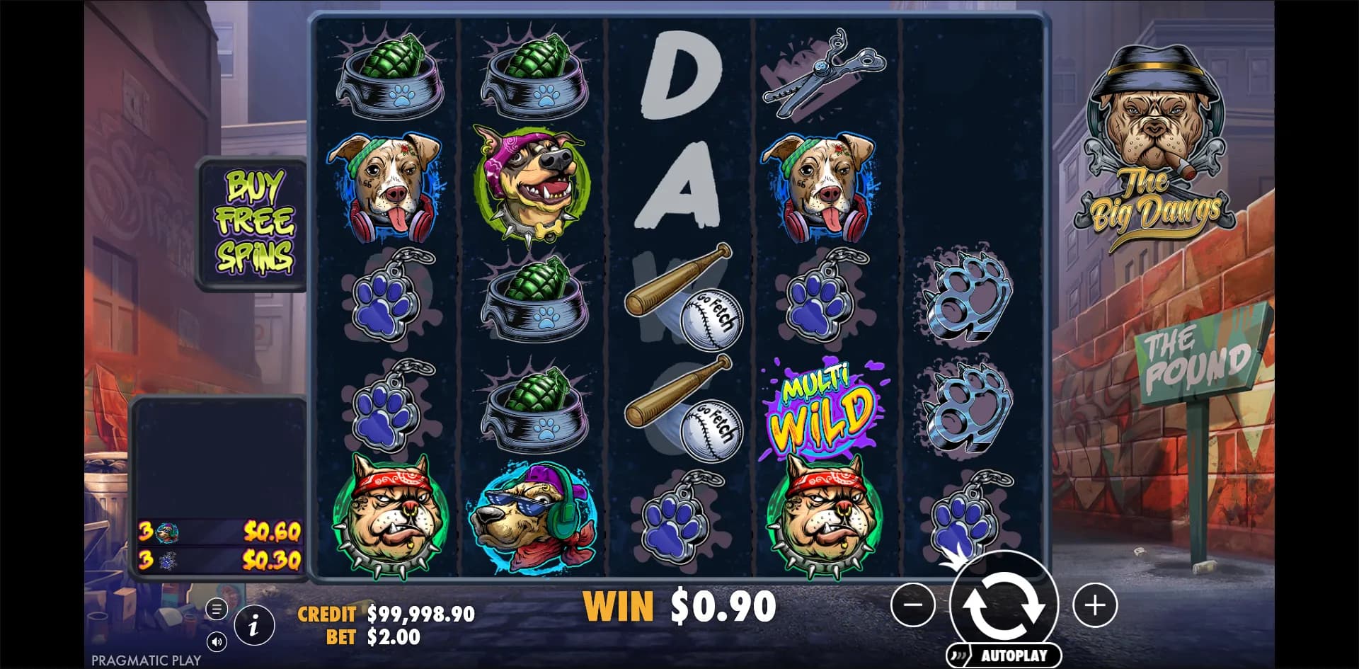 The Big Dawgs slot gameplay screenshot